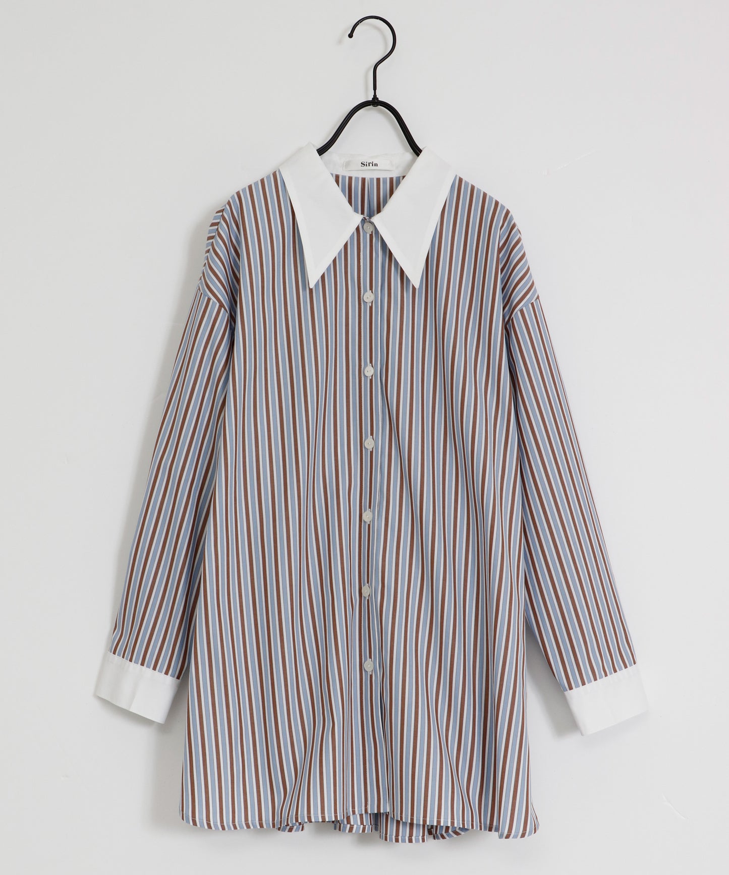 ⦅メディア掲載⦆【マルチストライプ柄】小柄ロングシャツ
