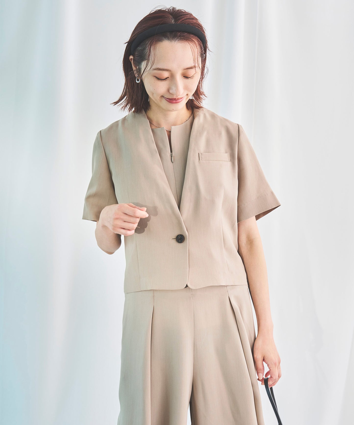 《予約商品》【セット対応】リラックスツイル ハーフスリーブジャケット