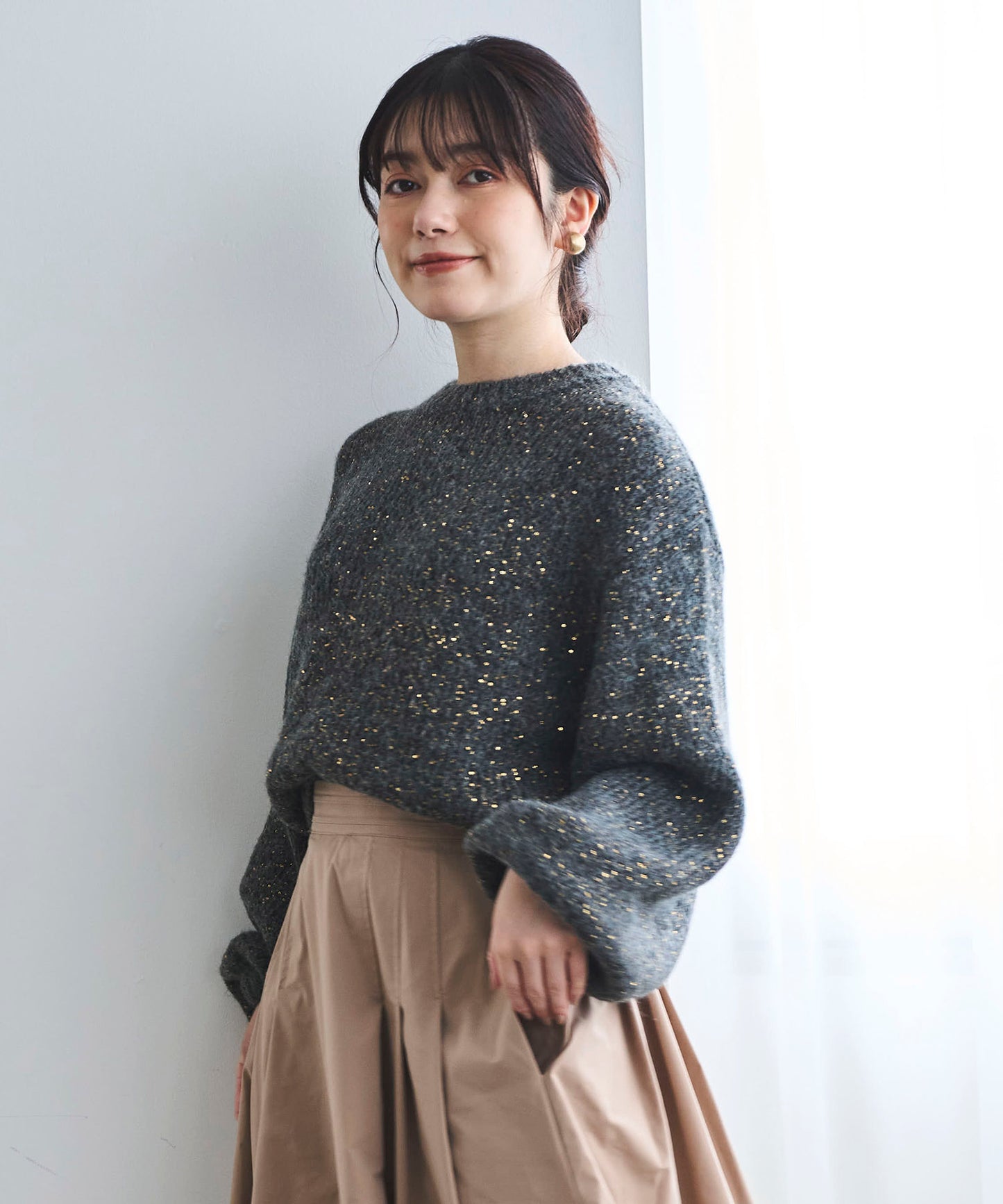 スパングルボリュームモヘアニット
