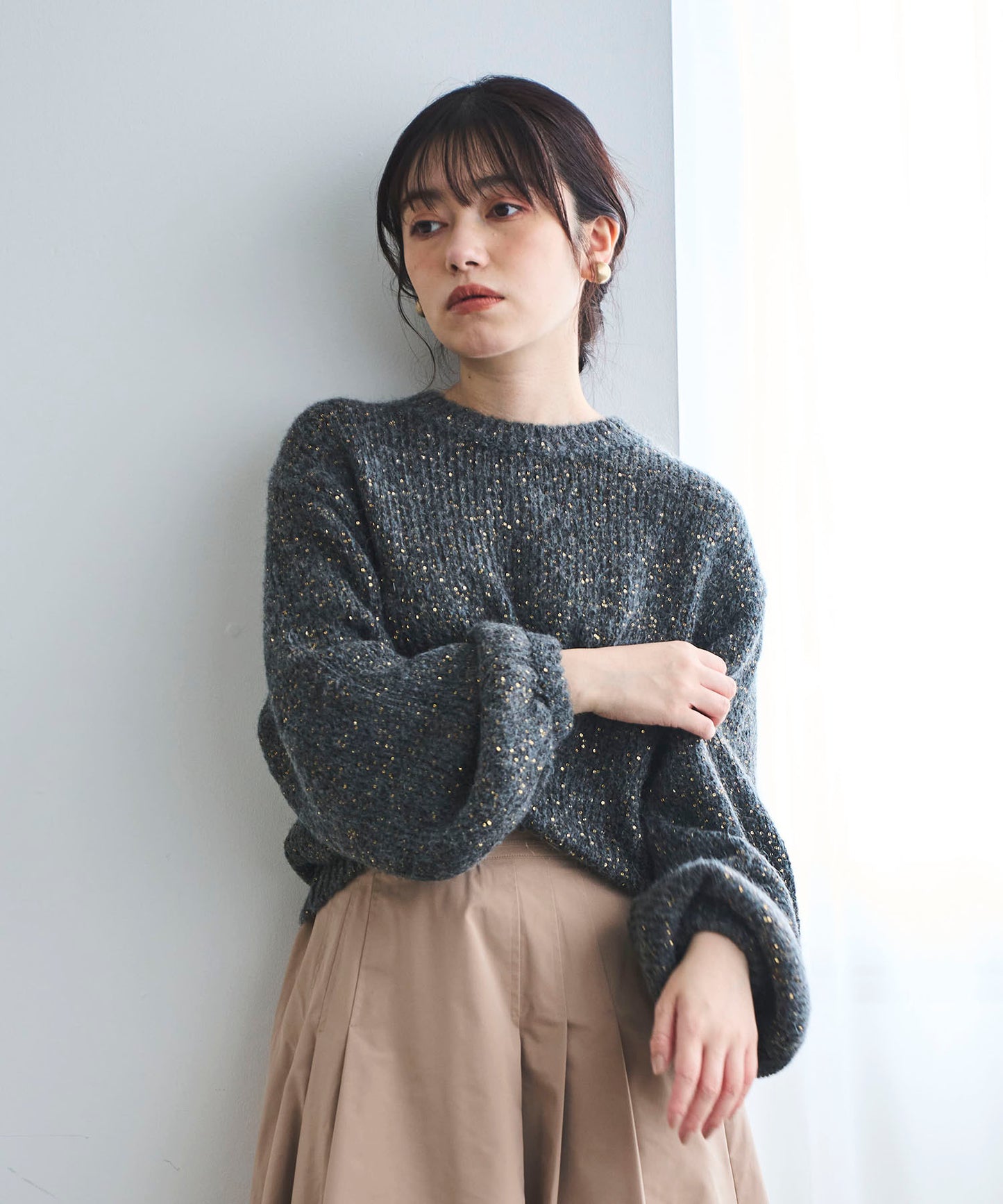 スパングルボリュームモヘアニット