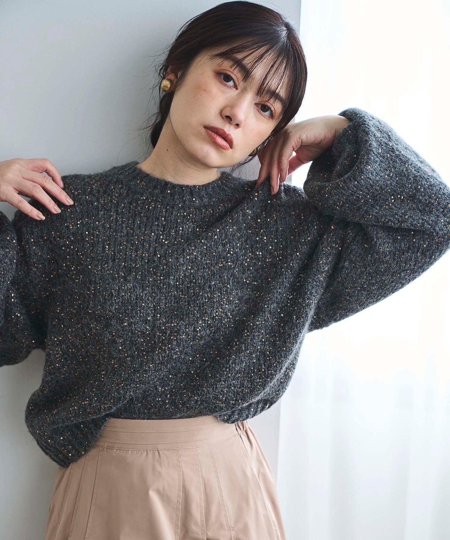 スパングルボリュームモヘアニット