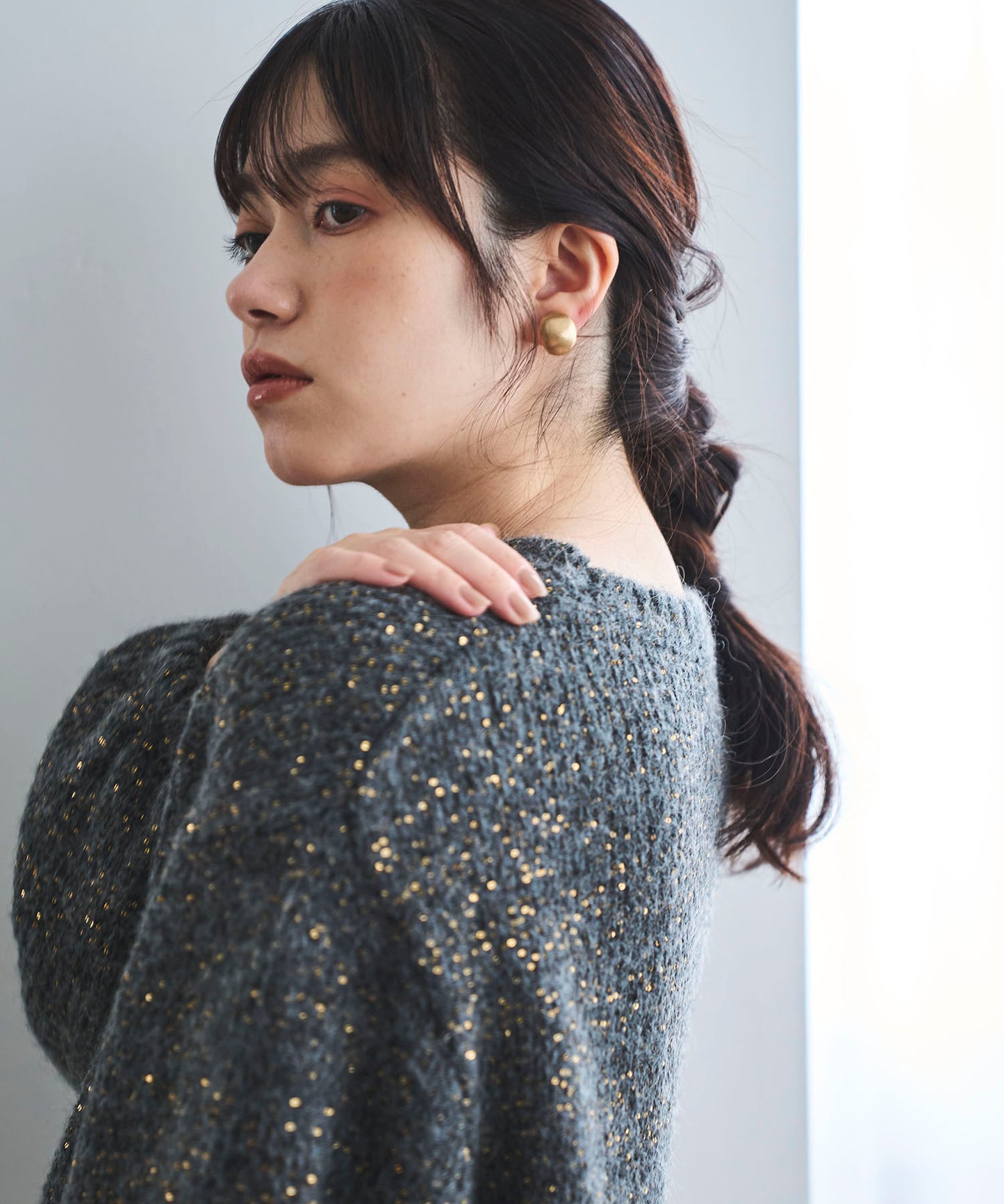 スパングルボリュームモヘアニット