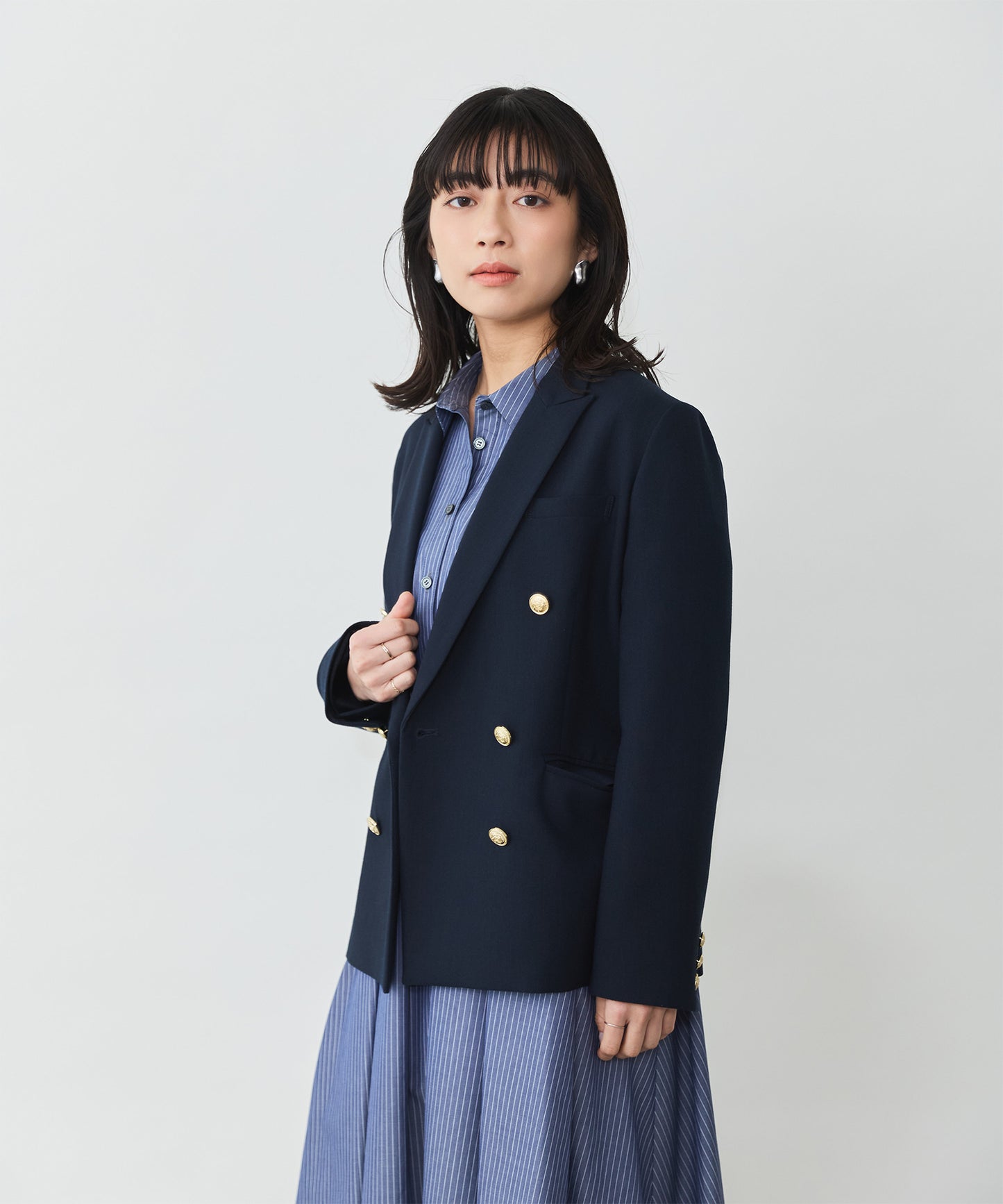 ストライプシャツワンピース