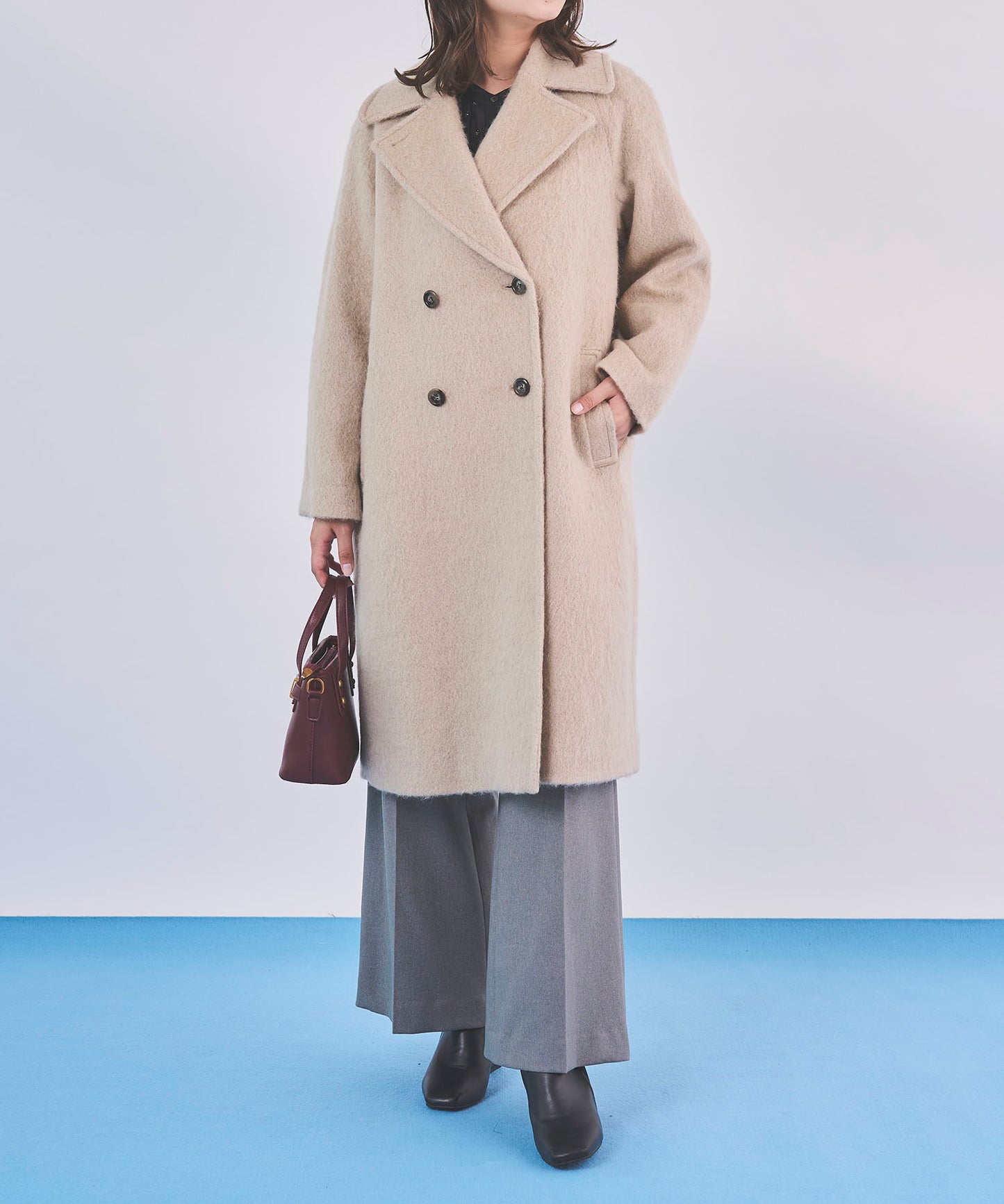 《予約商品 10/22 13:00まで10%OFF》【軽量】ロングシャギーコート