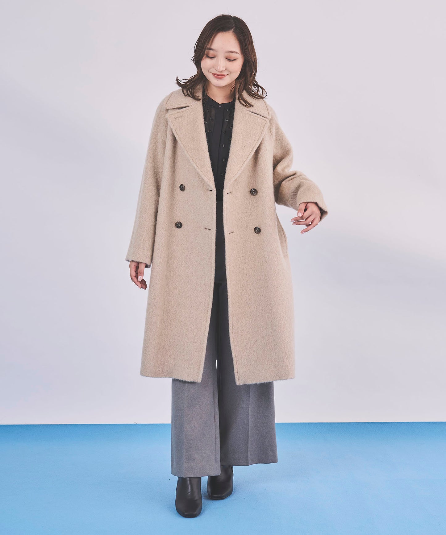 《予約商品 10/22 13:00まで10%OFF》【軽量】ロングシャギーコート