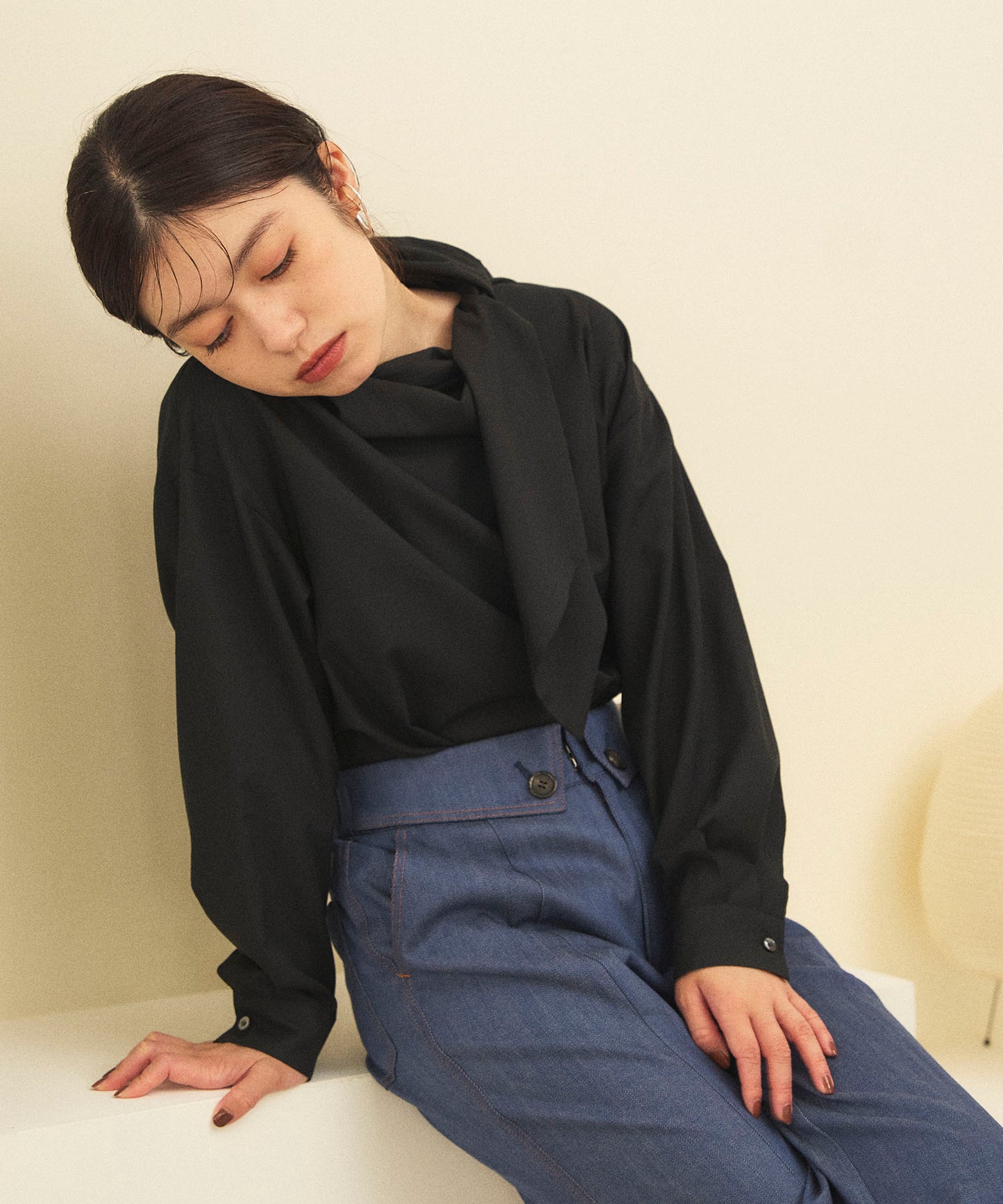 【シワになりにくい】スカーフボウブラウス