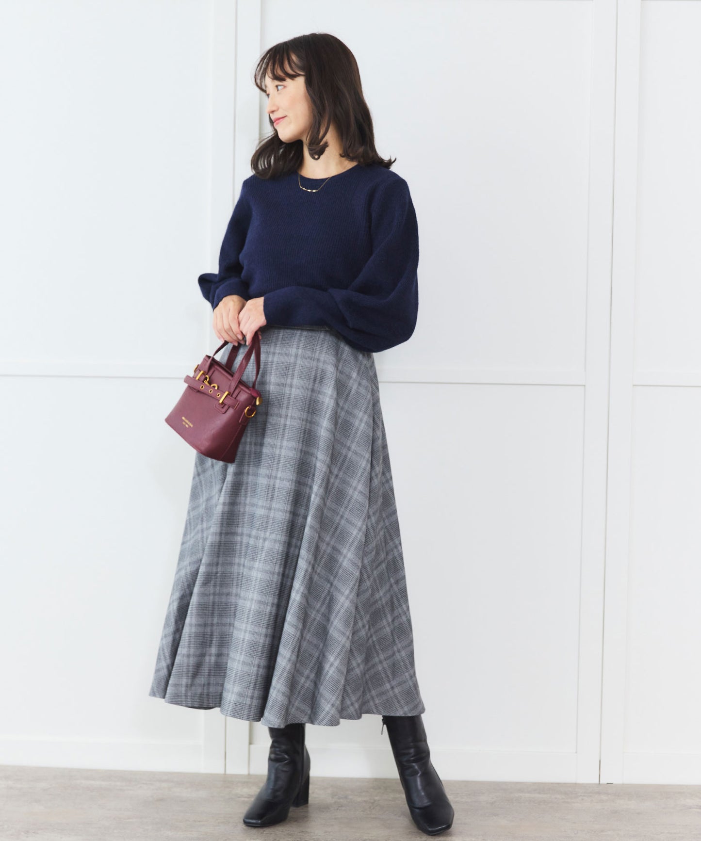 《予約商品 10/15 13:00まで10%OFF》ウエストタブ チェックフレアスカート