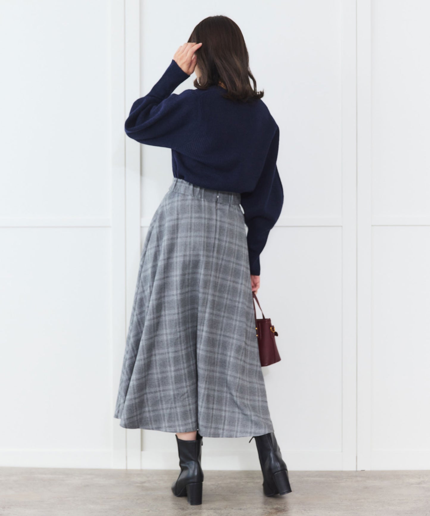 《予約商品 10/15 13:00まで10%OFF》ウエストタブ チェックフレアスカート