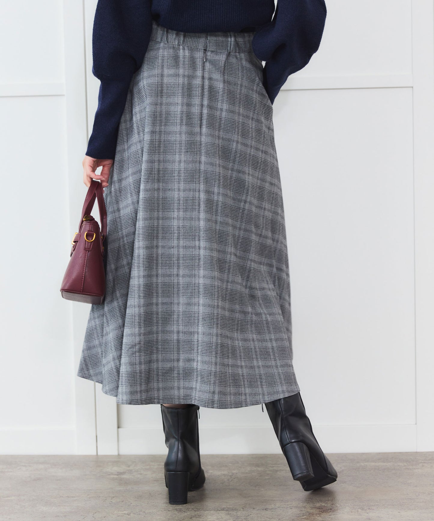 《予約商品 10/15 13:00まで10%OFF》ウエストタブ チェックフレアスカート