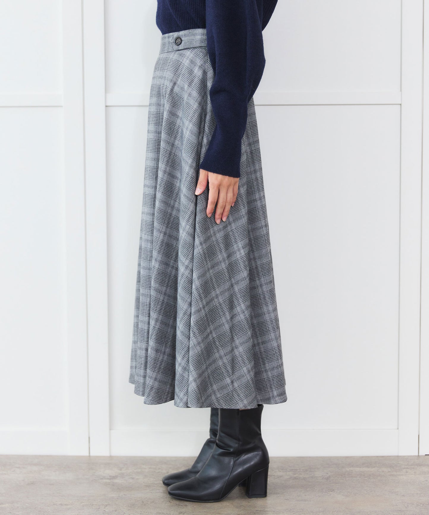 《予約商品 10/15 13:00まで10%OFF》ウエストタブ チェックフレアスカート
