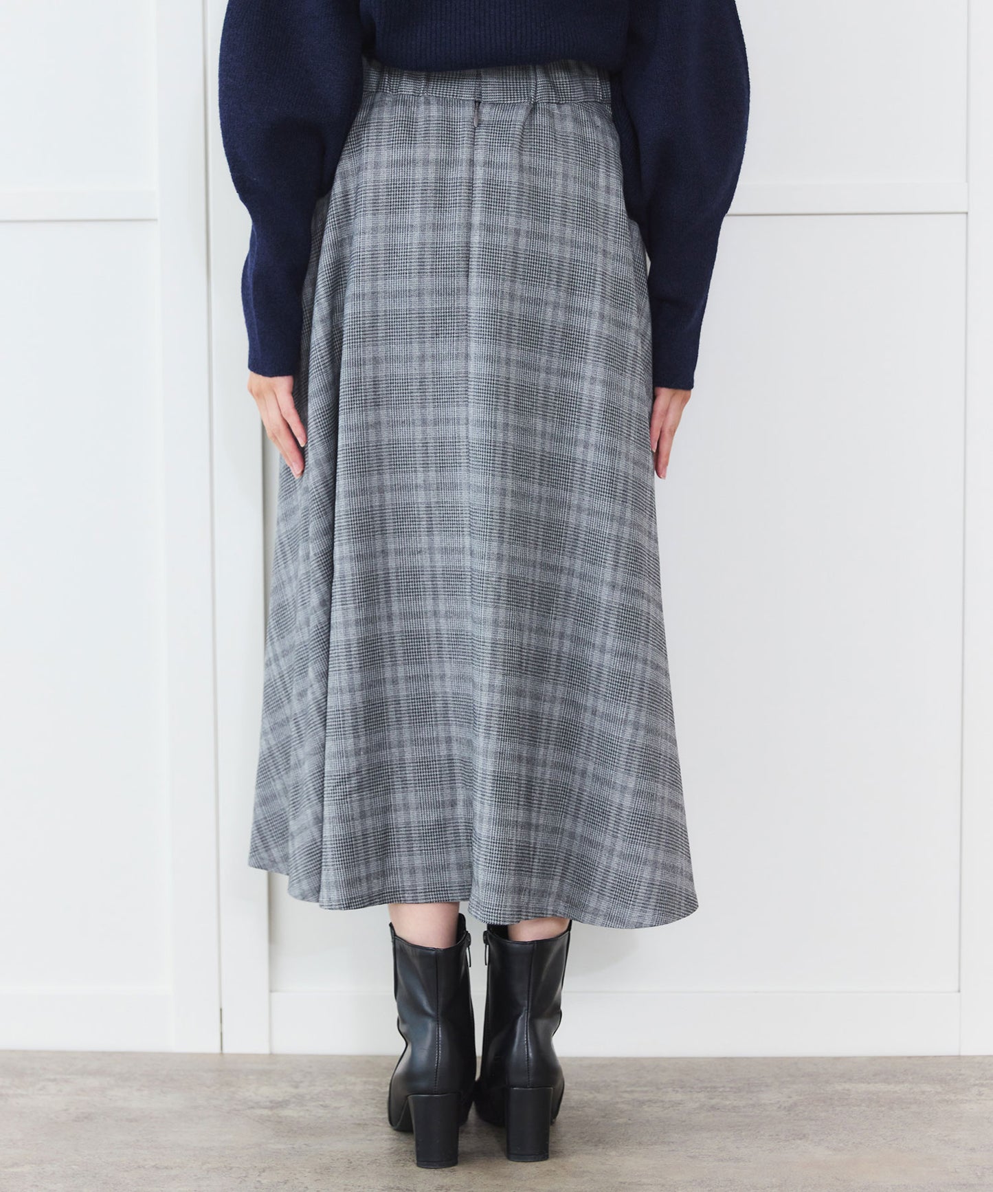 《予約商品 10/15 13:00まで10%OFF》ウエストタブ チェックフレアスカート
