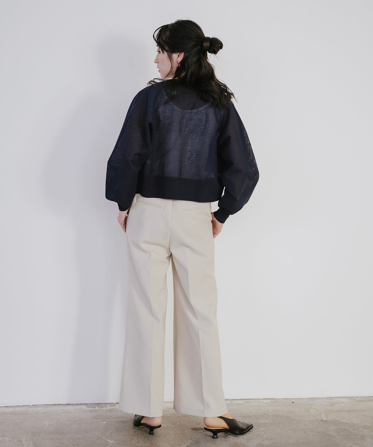 【新色追加】 リネンライクシアーニットブルゾン