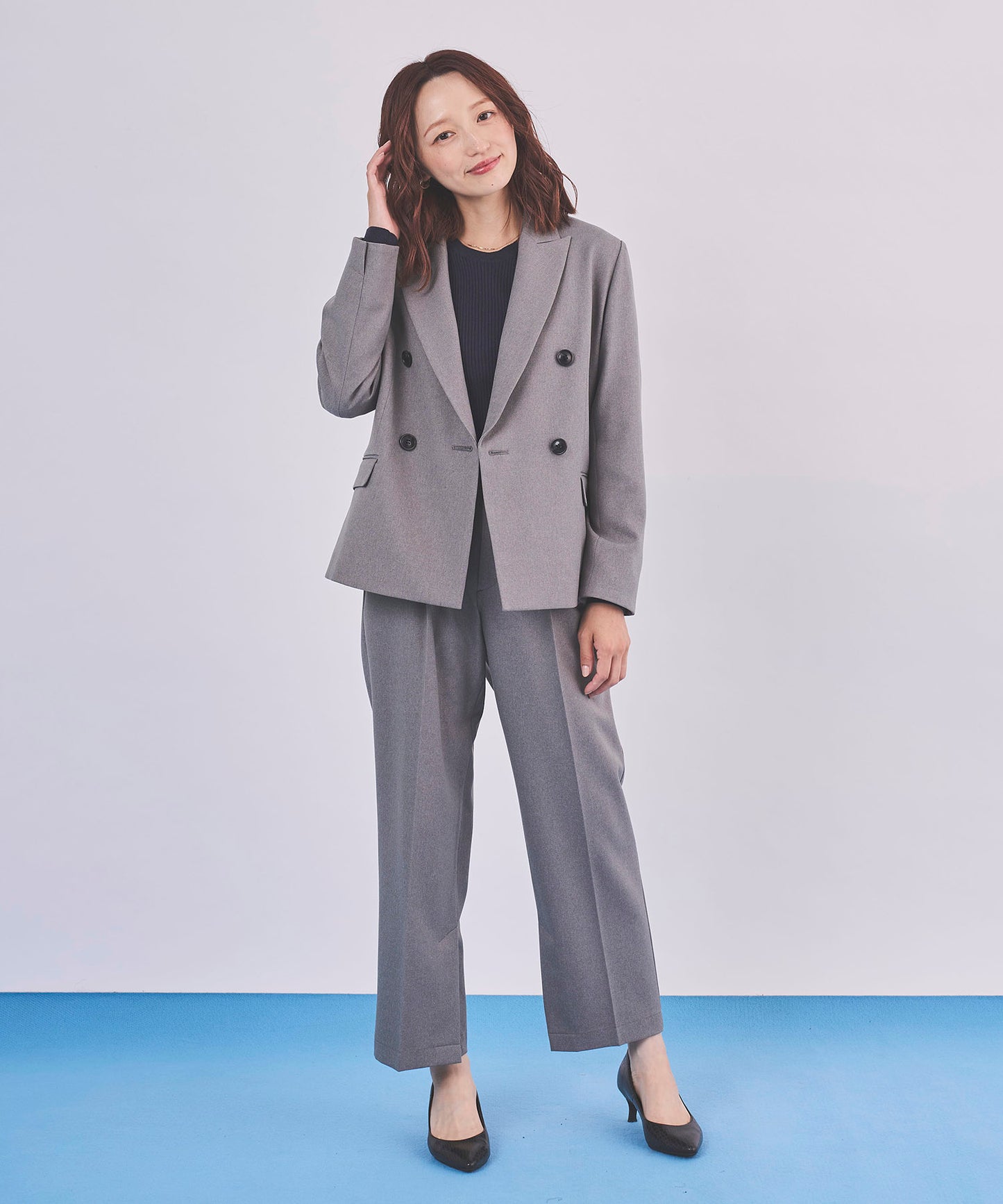 《予約商品 8/6 13:00まで10%OFF》【セット対応】イージーケア ダブルボタンジャケット