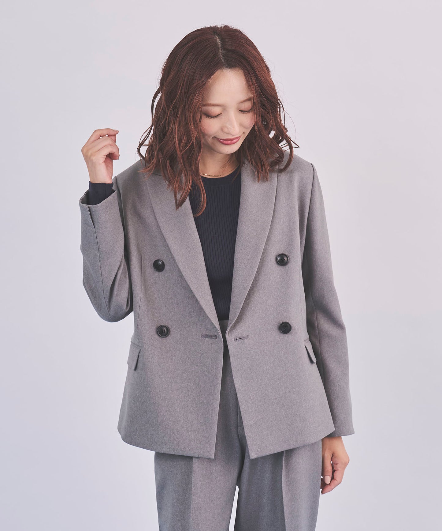 《予約商品 8/6 13:00まで10%OFF》【セット対応】イージーケア ダブルボタンジャケット