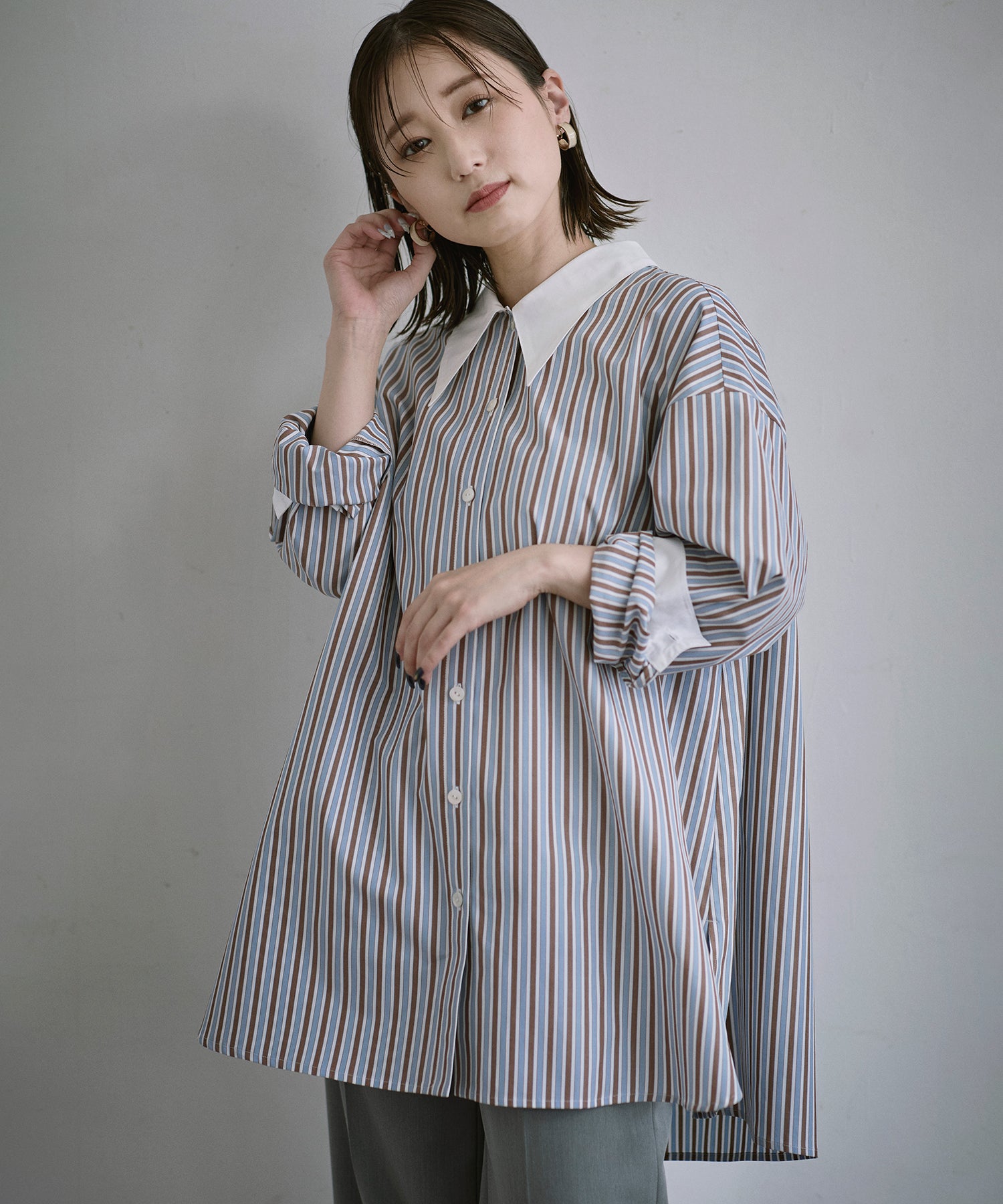 新品未使用タグ付 希少 サイズ1 16aw コモリ ロンドンストライプ シャツ タケオキクチ TAKEO KIKUCHI ロンドンストライプ シャツ （ミント