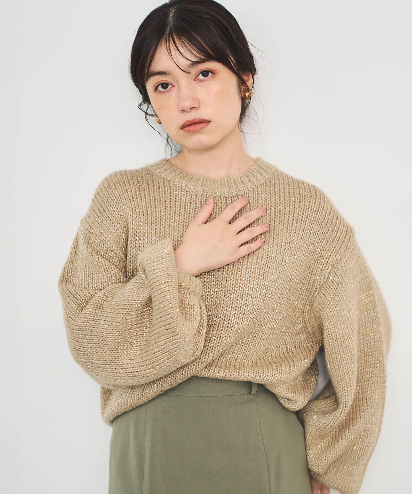 スパングルボリュームモヘアニット