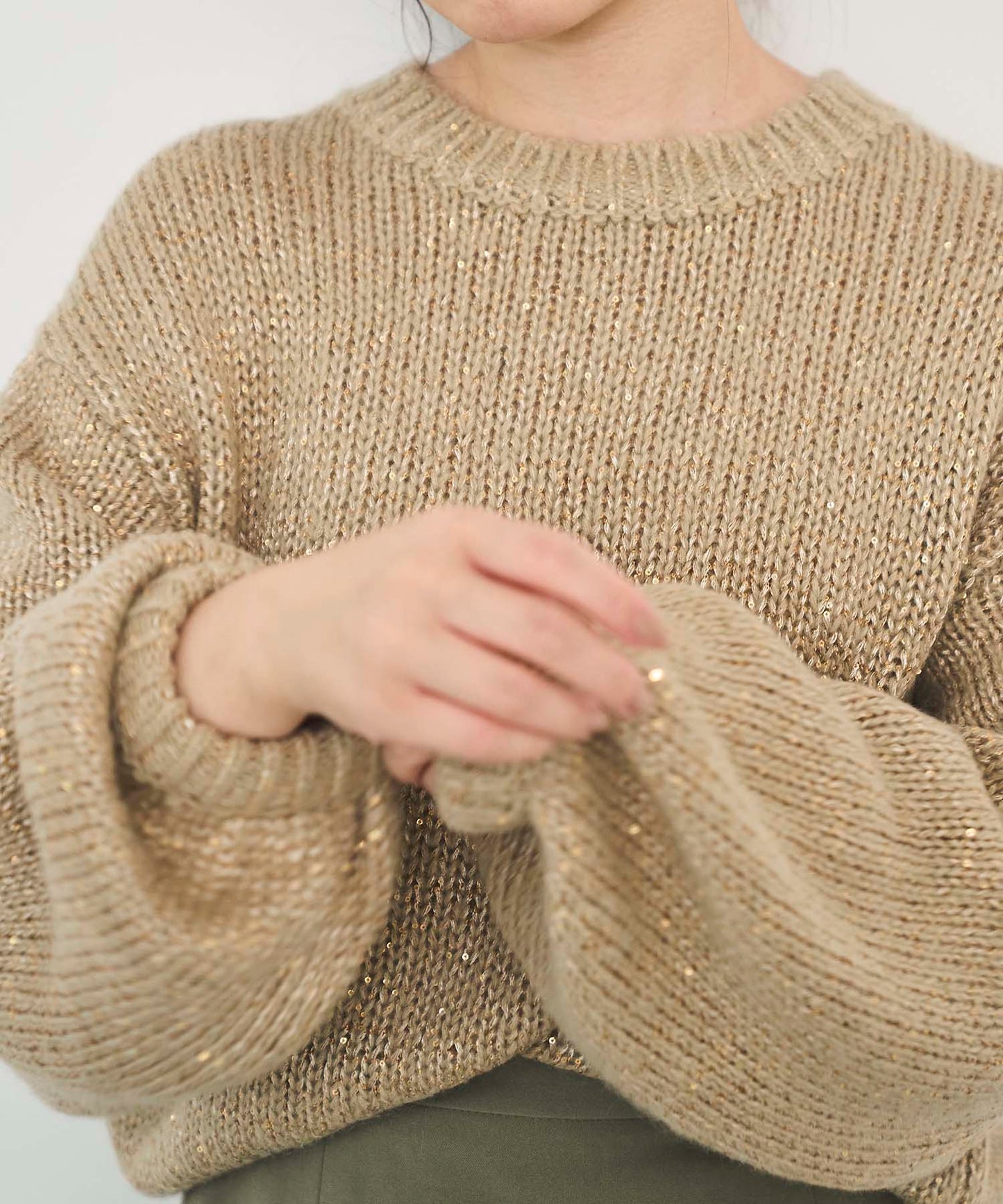 スパングルボリュームモヘアニット