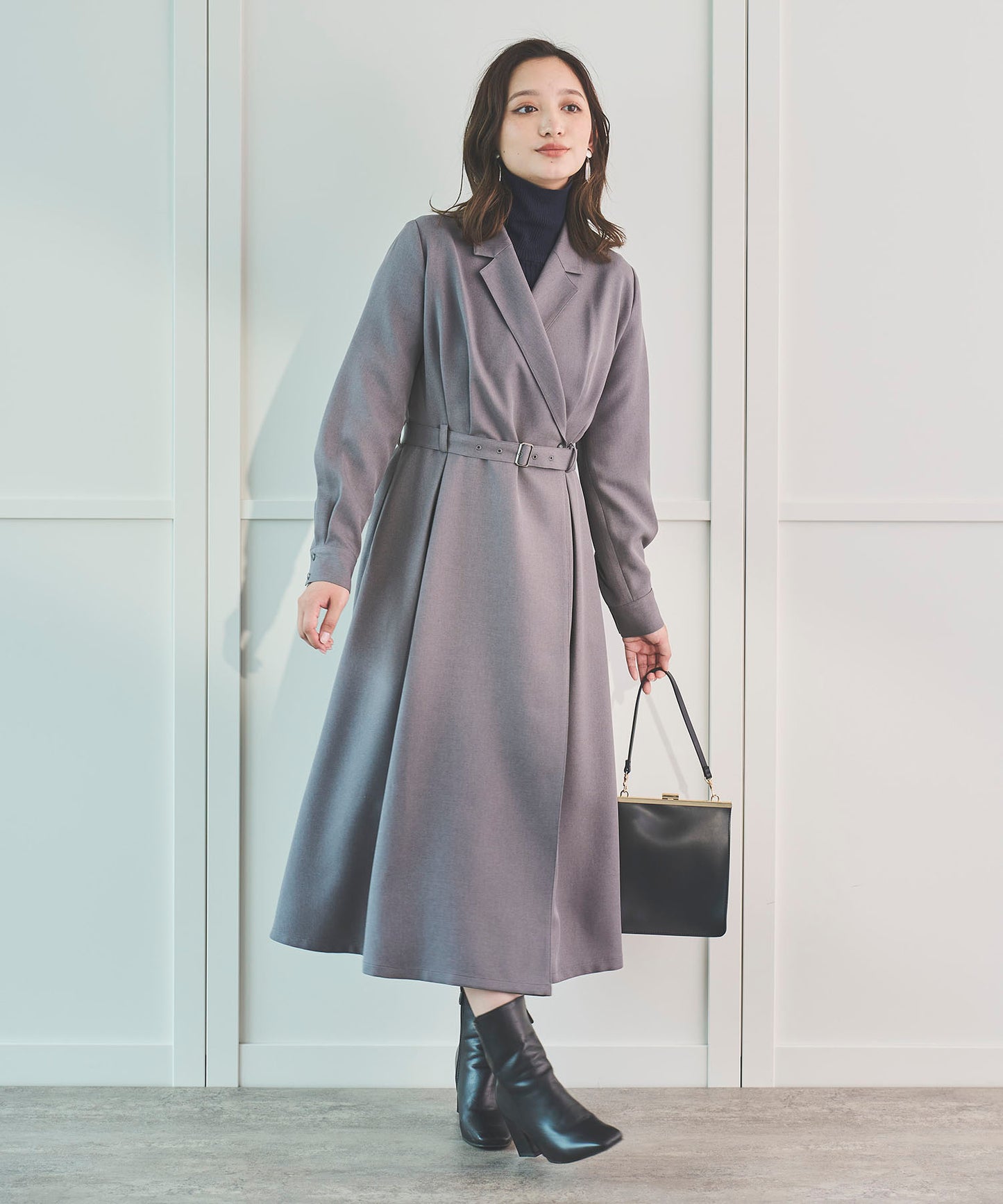 《予約商品 9/13 13:00まで10%OFF》【イージーケア】 ウエストベルトカシュクールワンピース