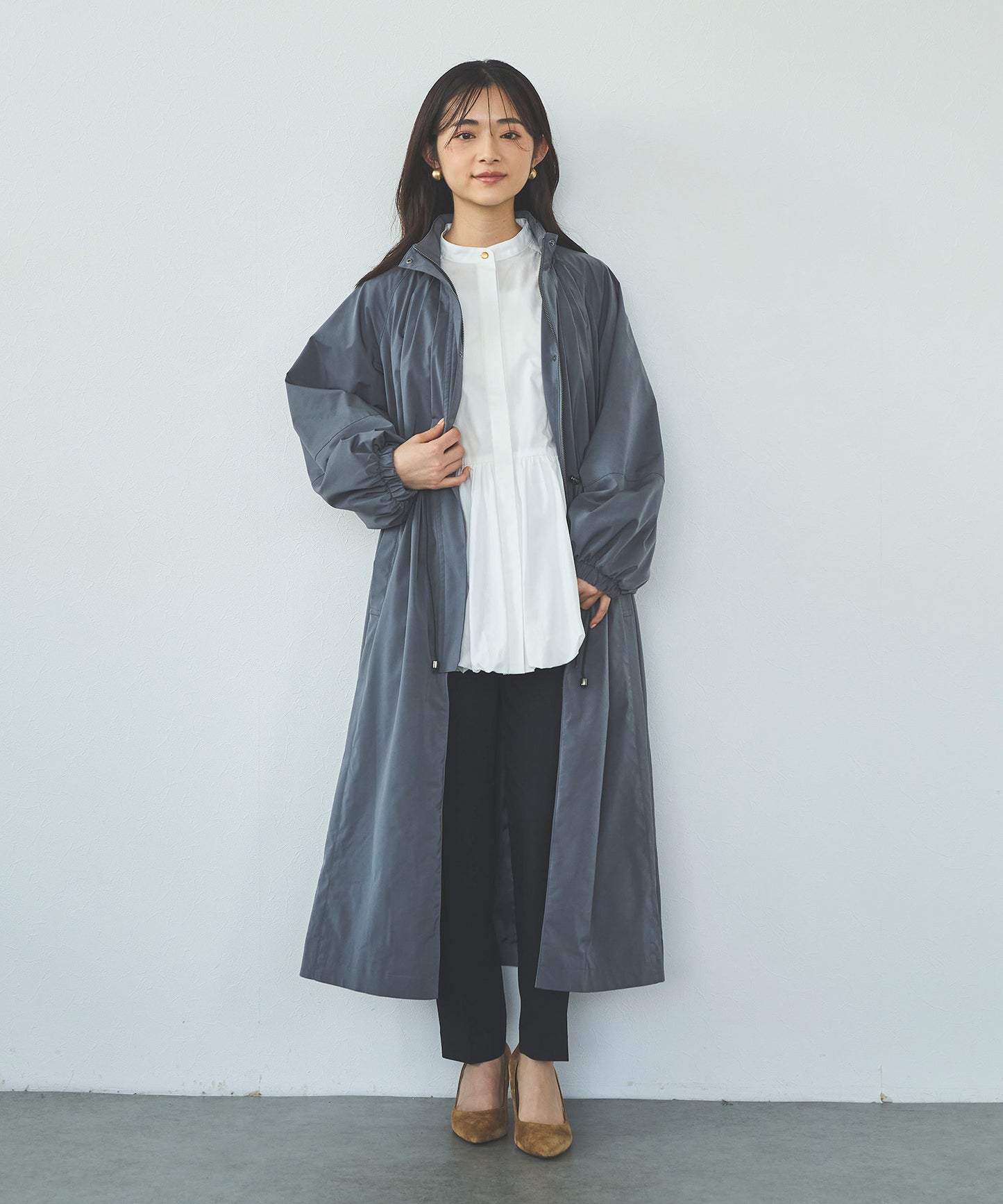 【超軽量】メモリータフタロングブルゾン