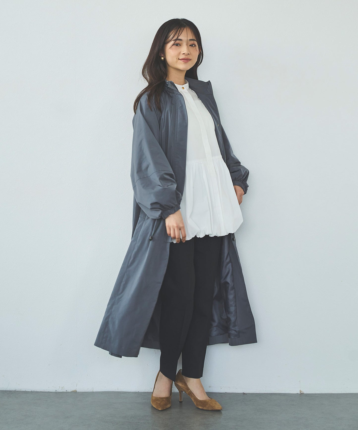 【超軽量】メモリータフタロングブルゾン
