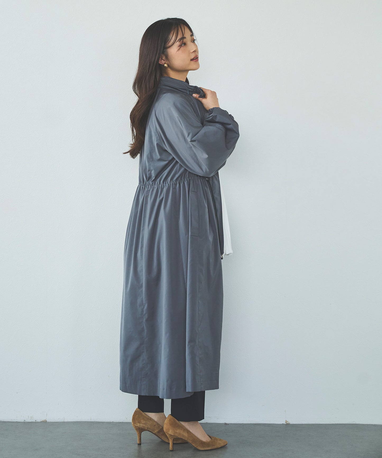 【超軽量】メモリータフタロングブルゾン