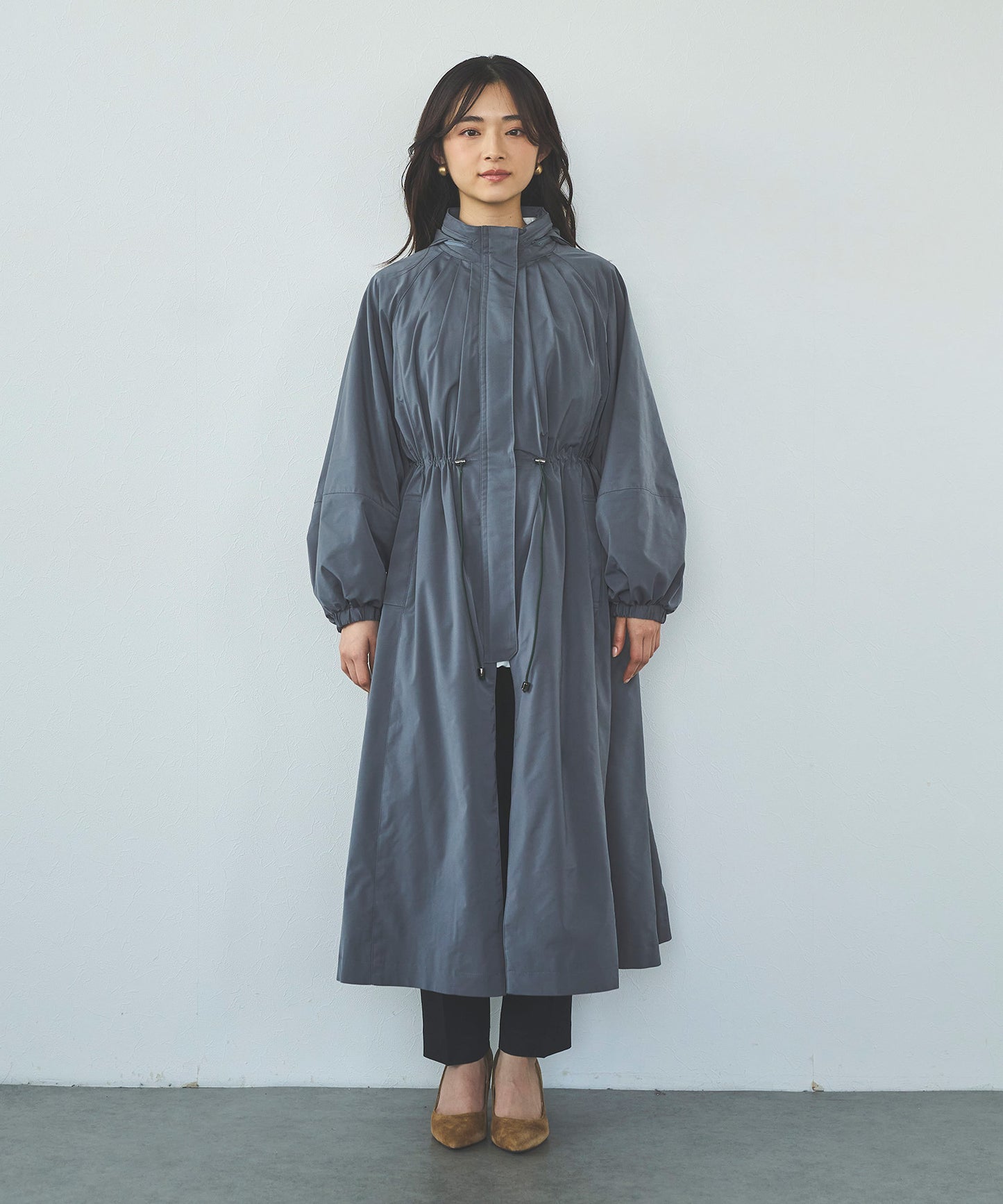 【超軽量】メモリータフタロングブルゾン