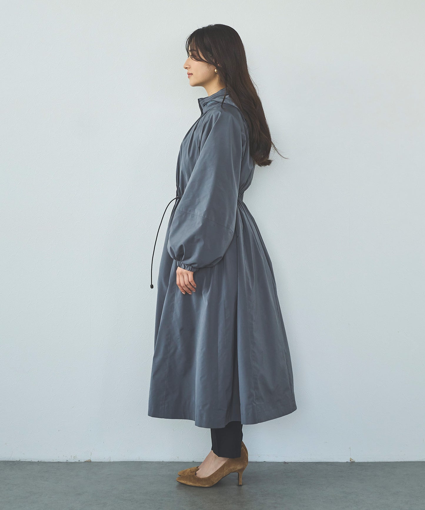【超軽量】メモリータフタロングブルゾン