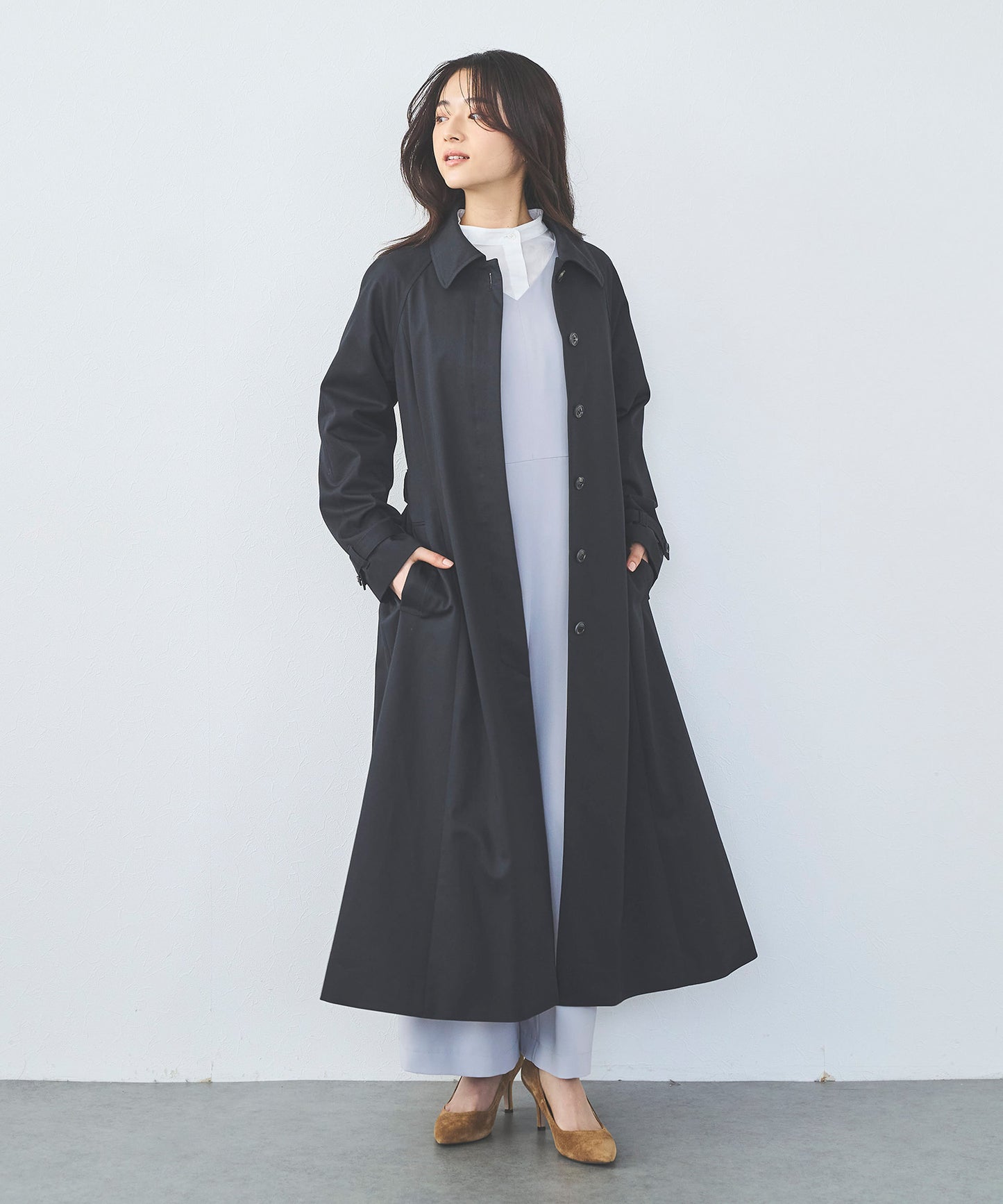 Vネックサイドベンツオールインワン