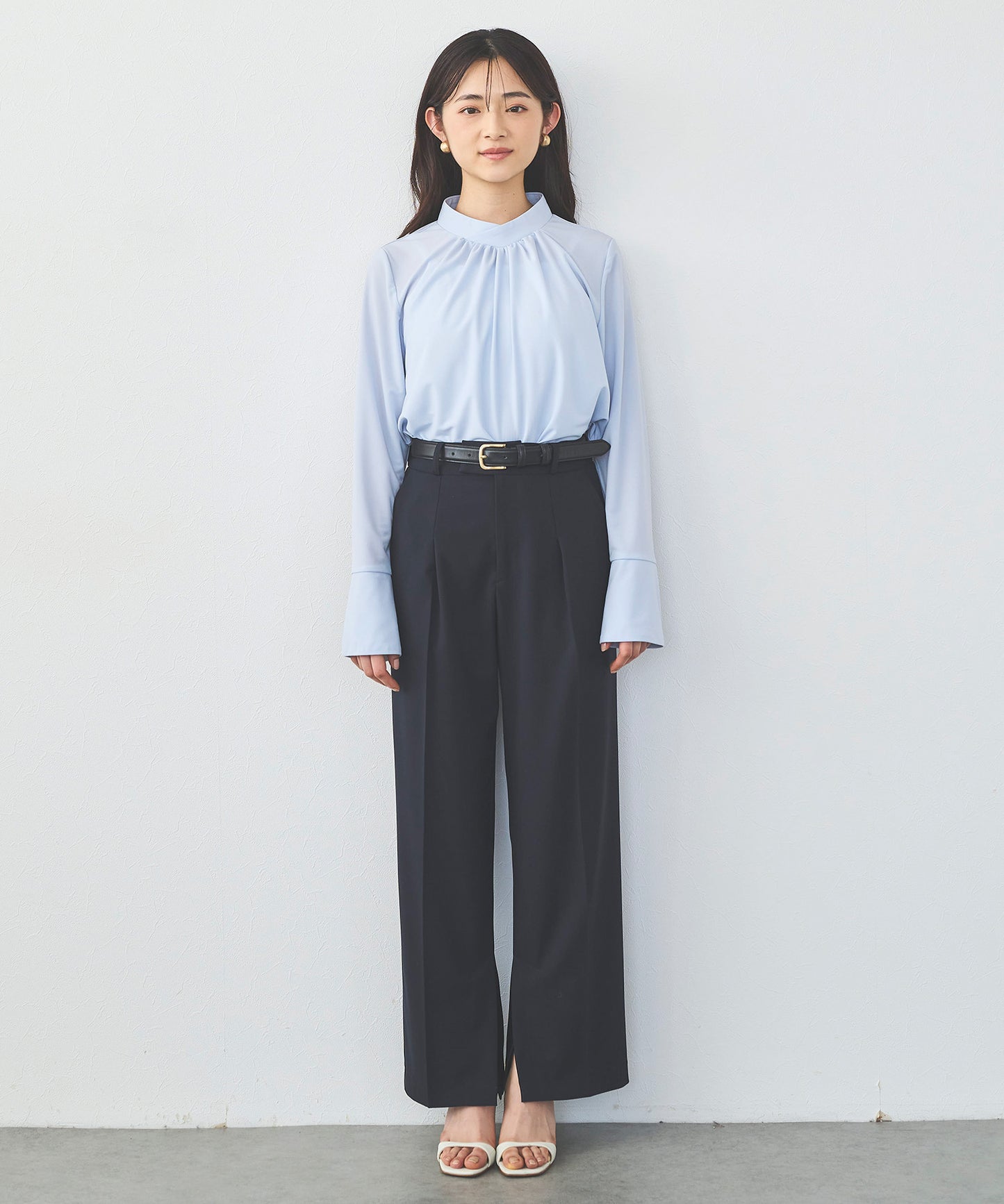 【セット対応】T/Rサイドスリットストレートパンツ