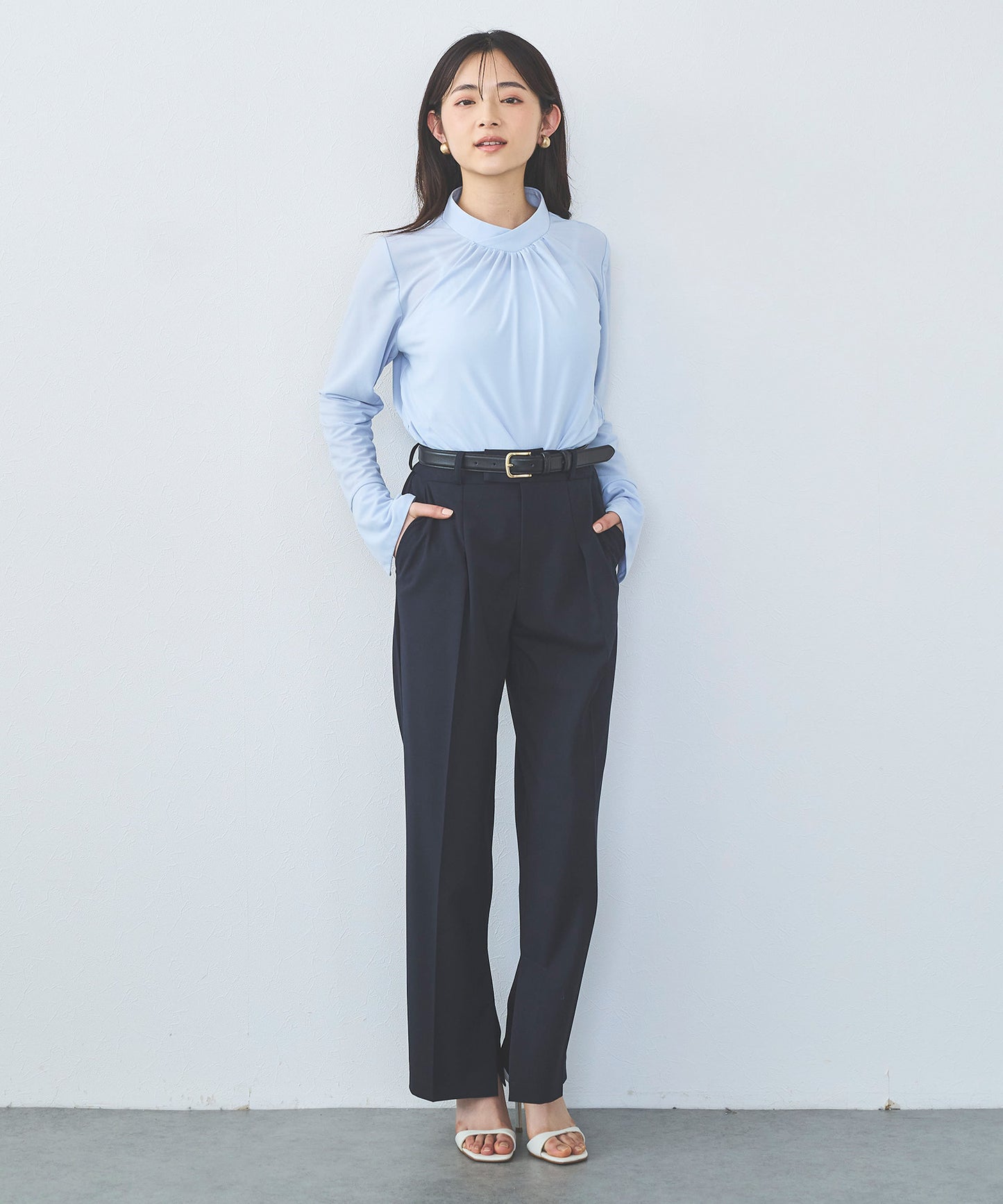 【セット対応】T/Rサイドスリットストレートパンツ