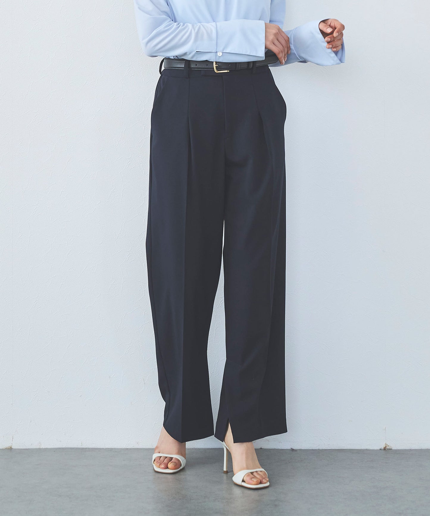 【セット対応】T/Rサイドスリットストレートパンツ