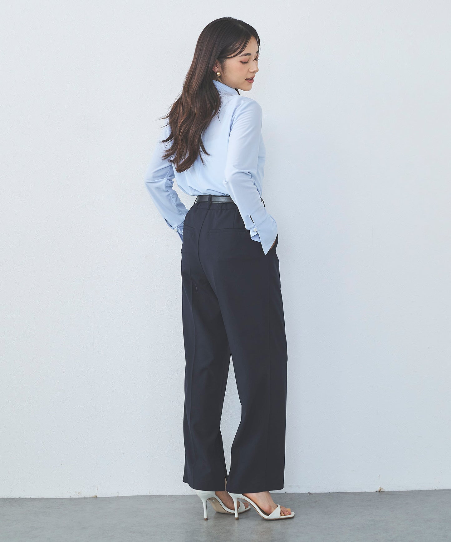 【セット対応】T/Rサイドスリットストレートパンツ