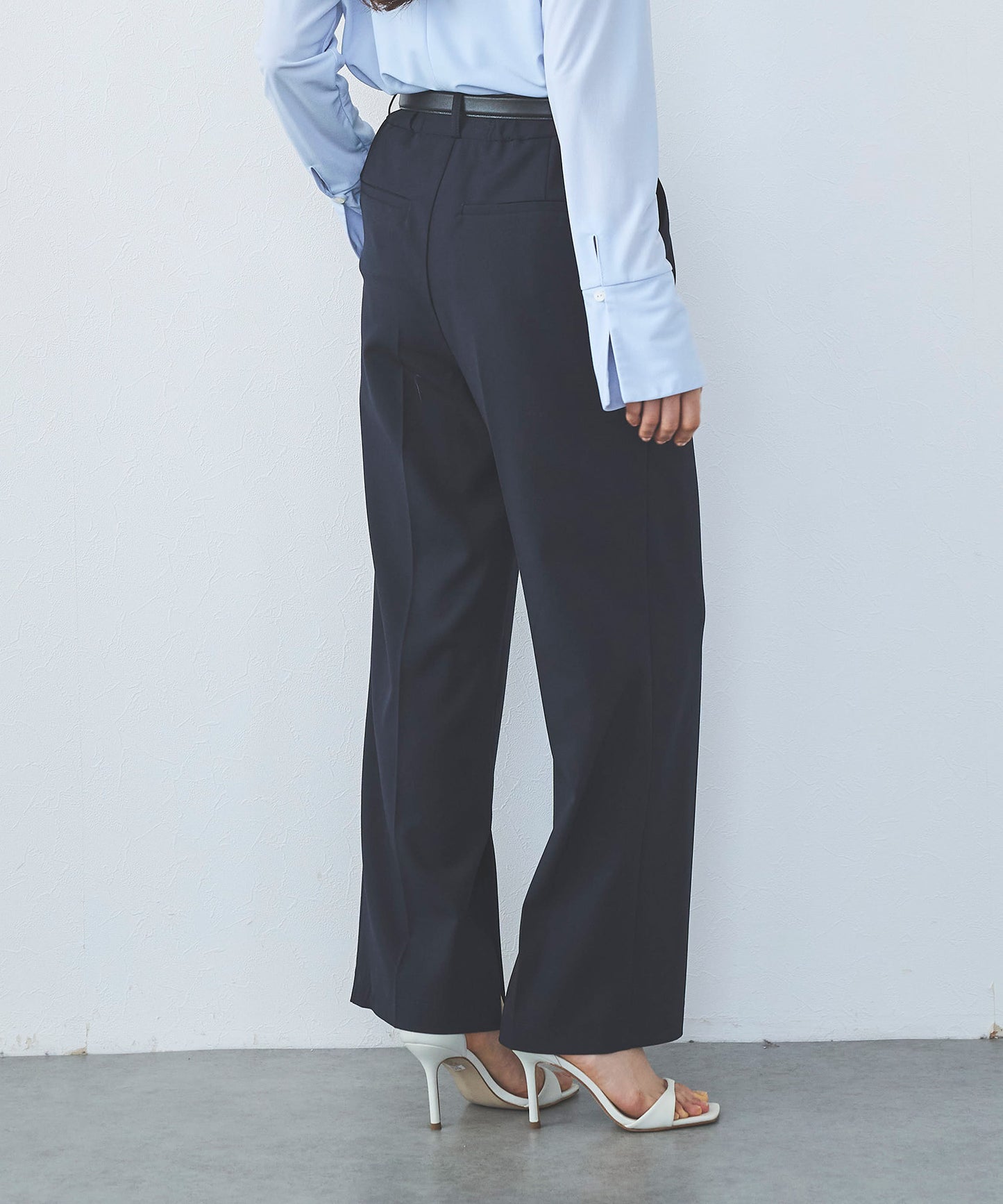 【セット対応】T/Rサイドスリットストレートパンツ