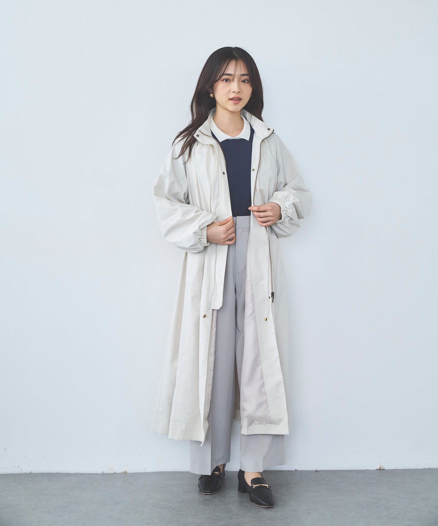【超軽量】メモリータフタロングブルゾン