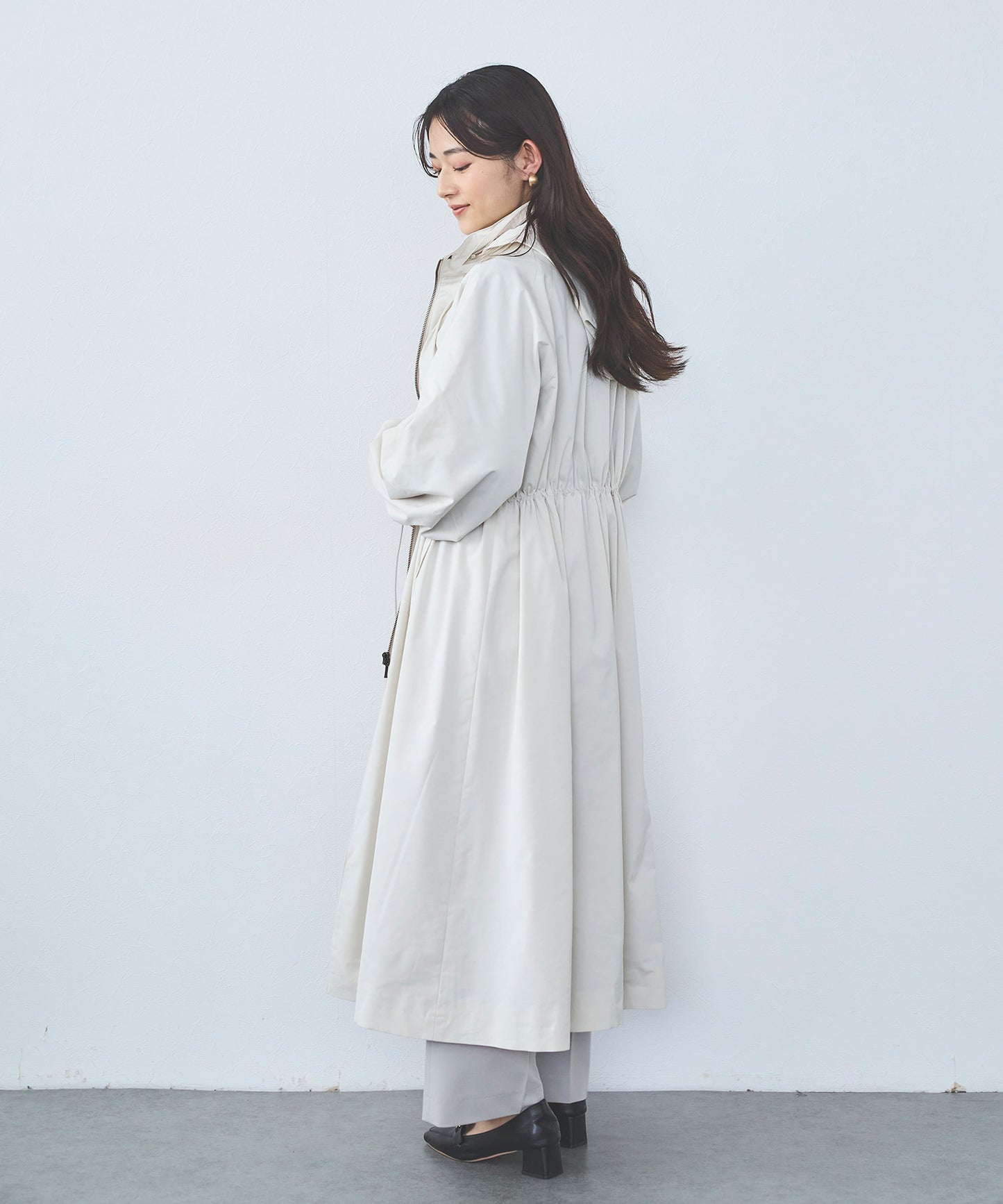 【超軽量】メモリータフタロングブルゾン