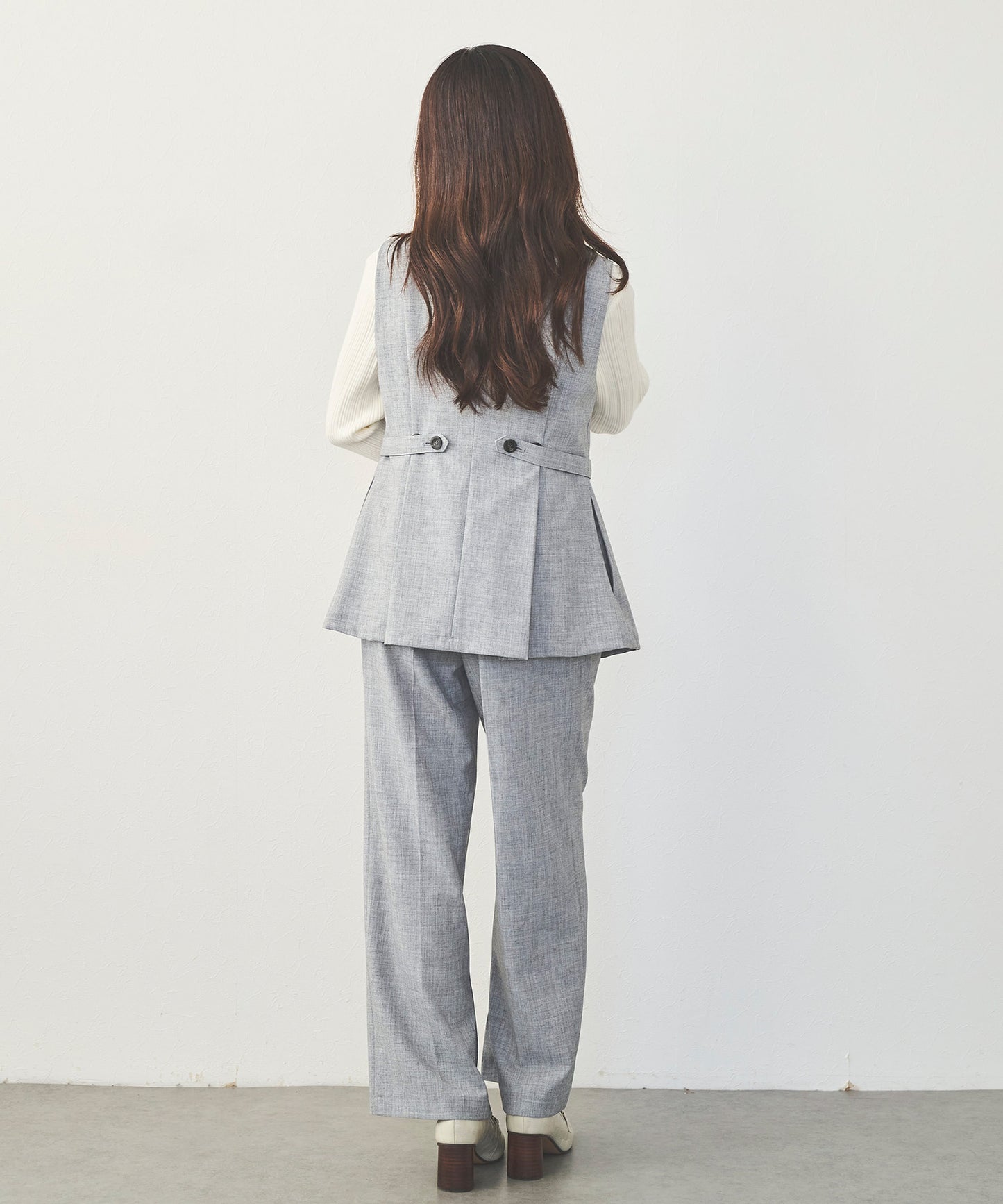 【セット対応】T/Rキーネックペプラムジレ