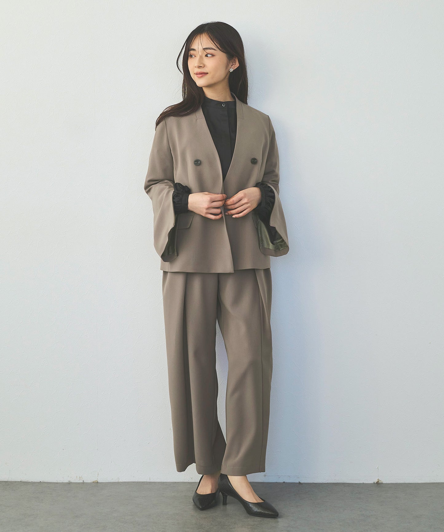 【セット対応】ドレープタックワイドパンツ