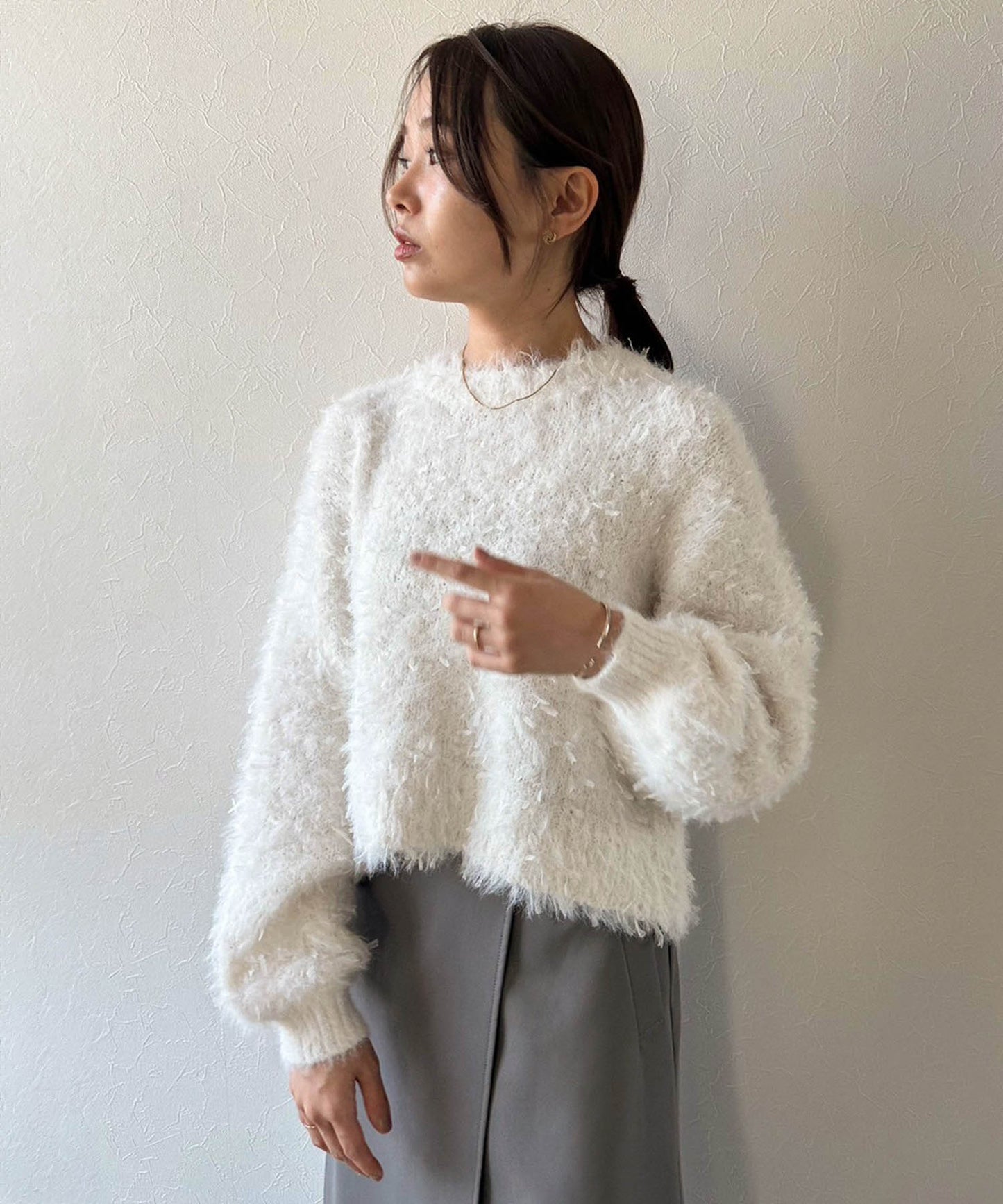 フェザーヤーンショートニット
