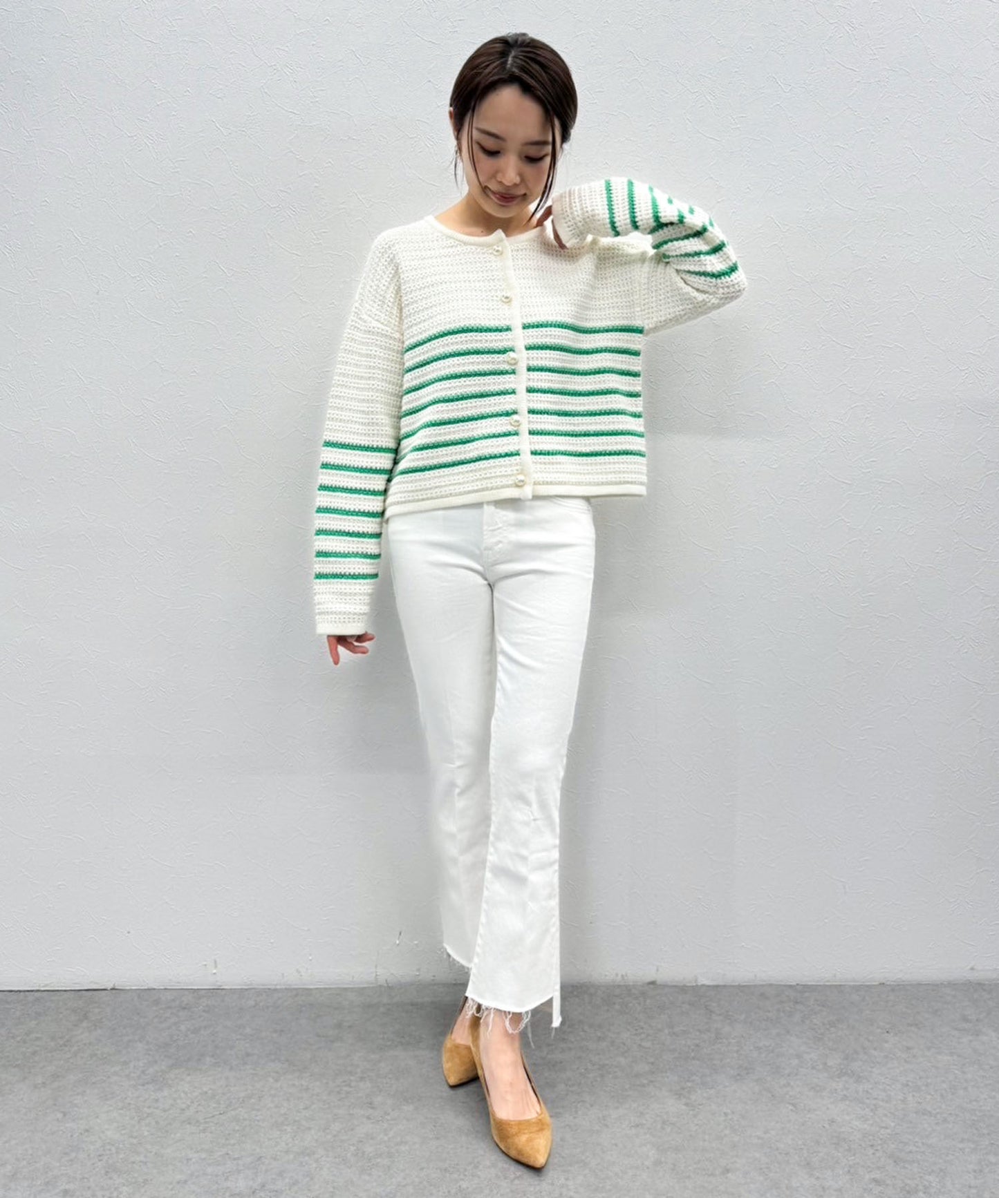 【MOTHER】LIL INSIDER CROP STEP FRAY WHITE