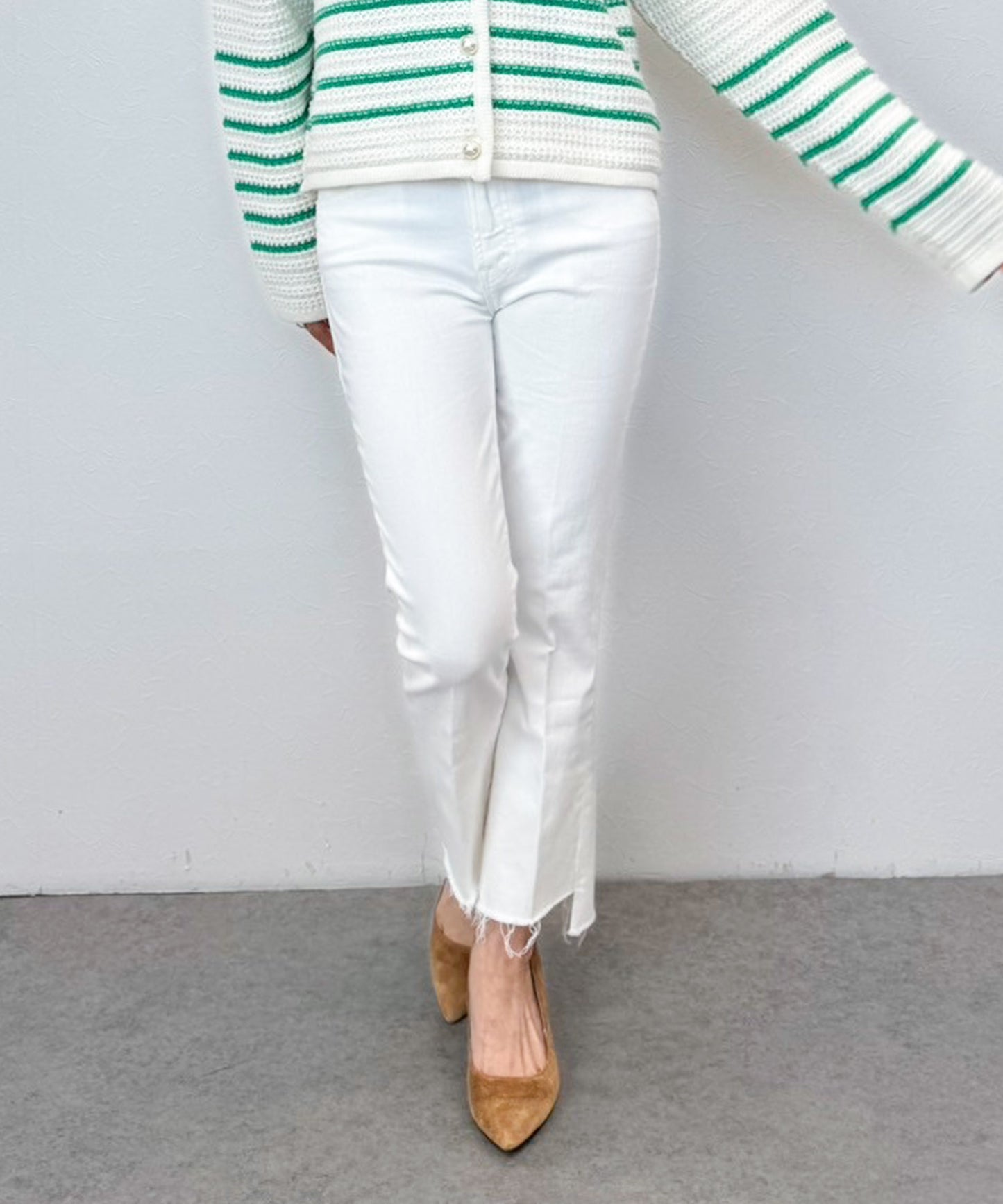 【MOTHER】LIL INSIDER CROP STEP FRAY WHITE
