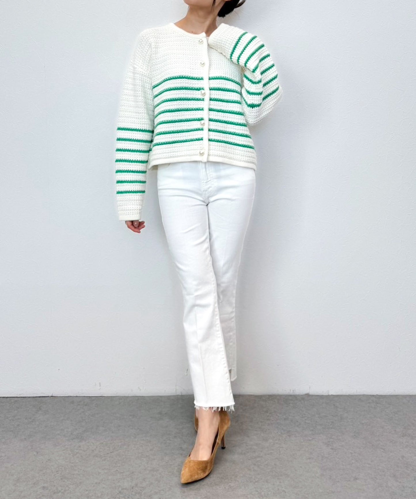 【MOTHER】LIL INSIDER CROP STEP FRAY WHITE