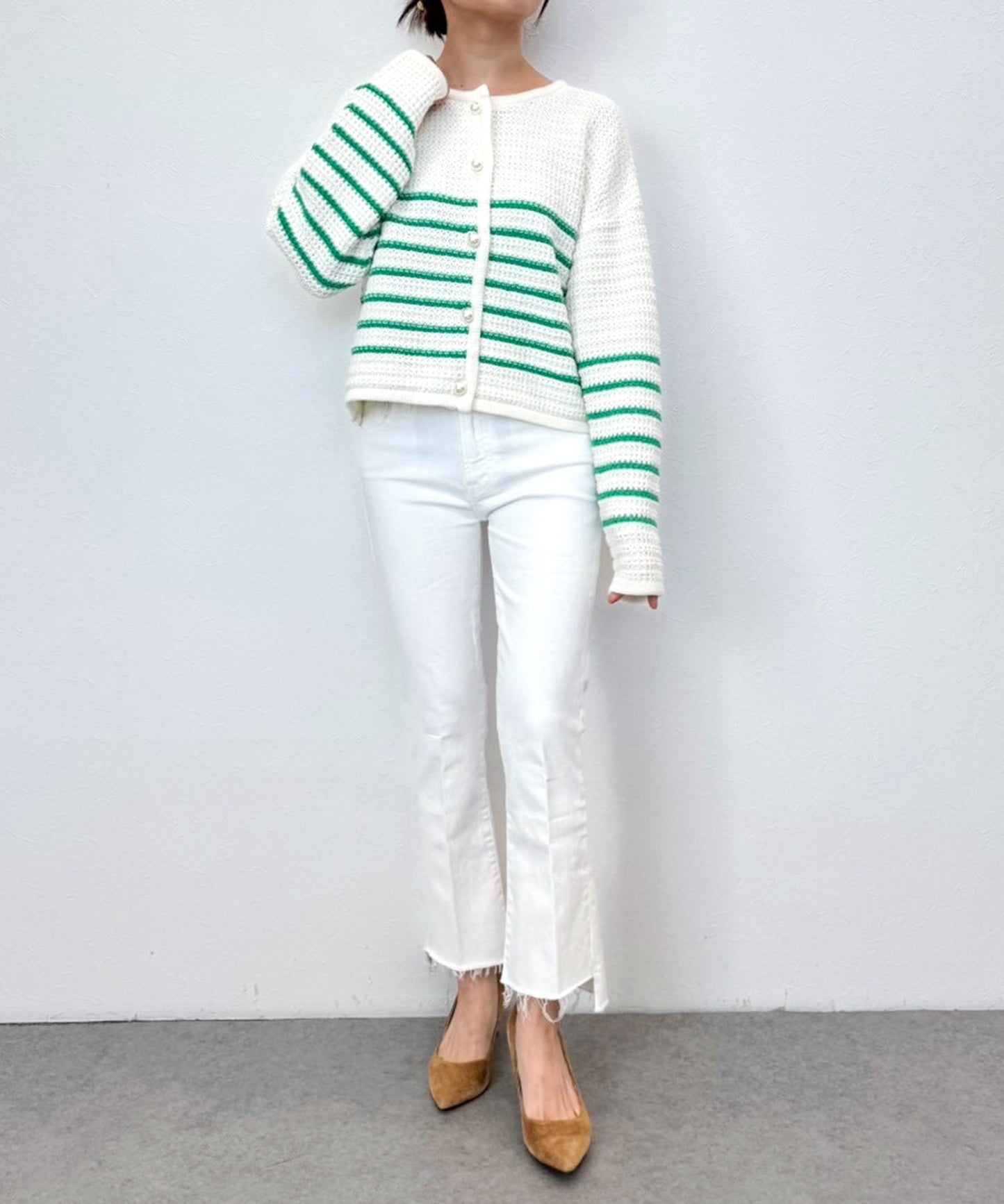 【MOTHER】LIL INSIDER CROP STEP FRAY WHITE