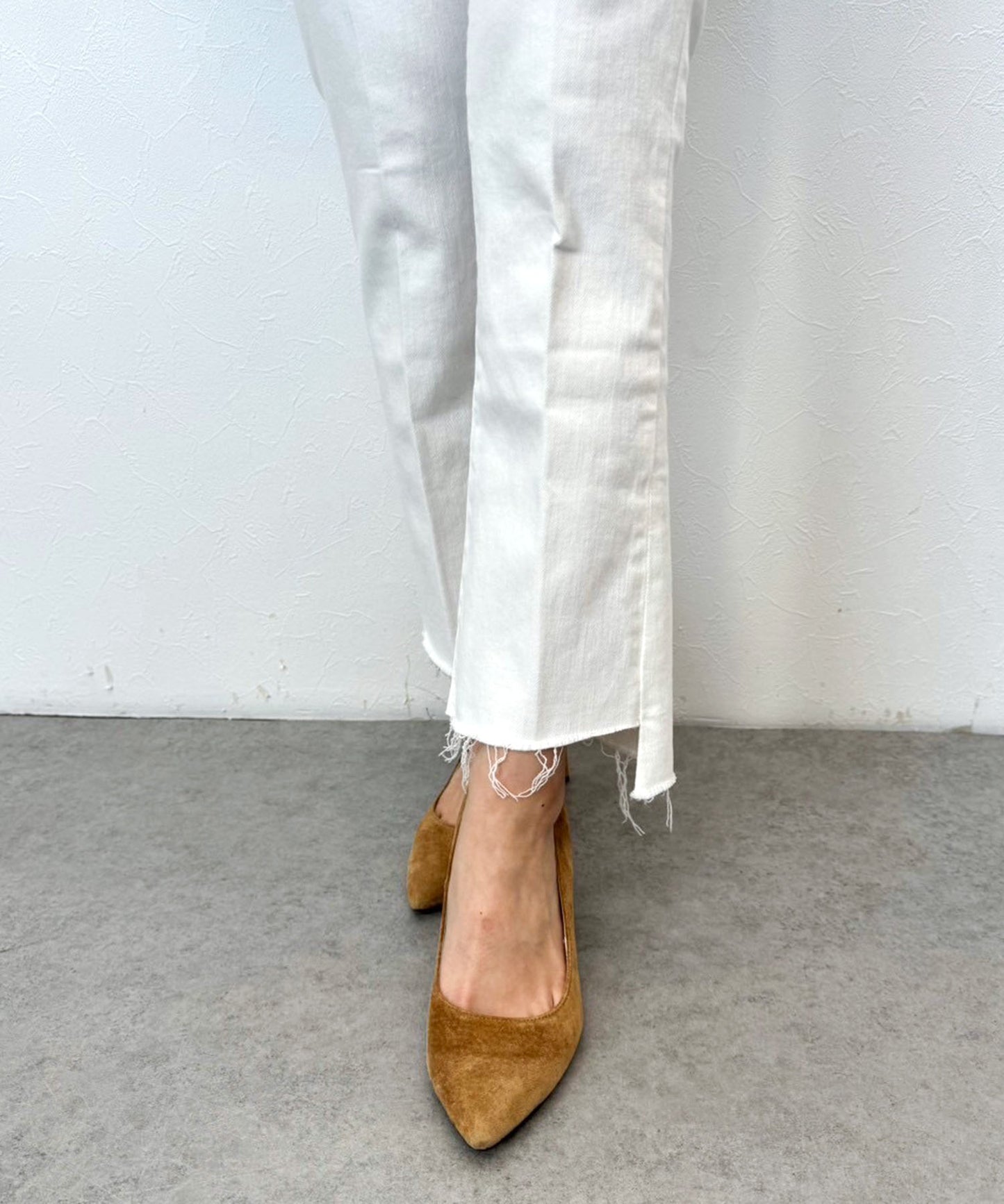 【MOTHER】LIL INSIDER CROP STEP FRAY WHITE