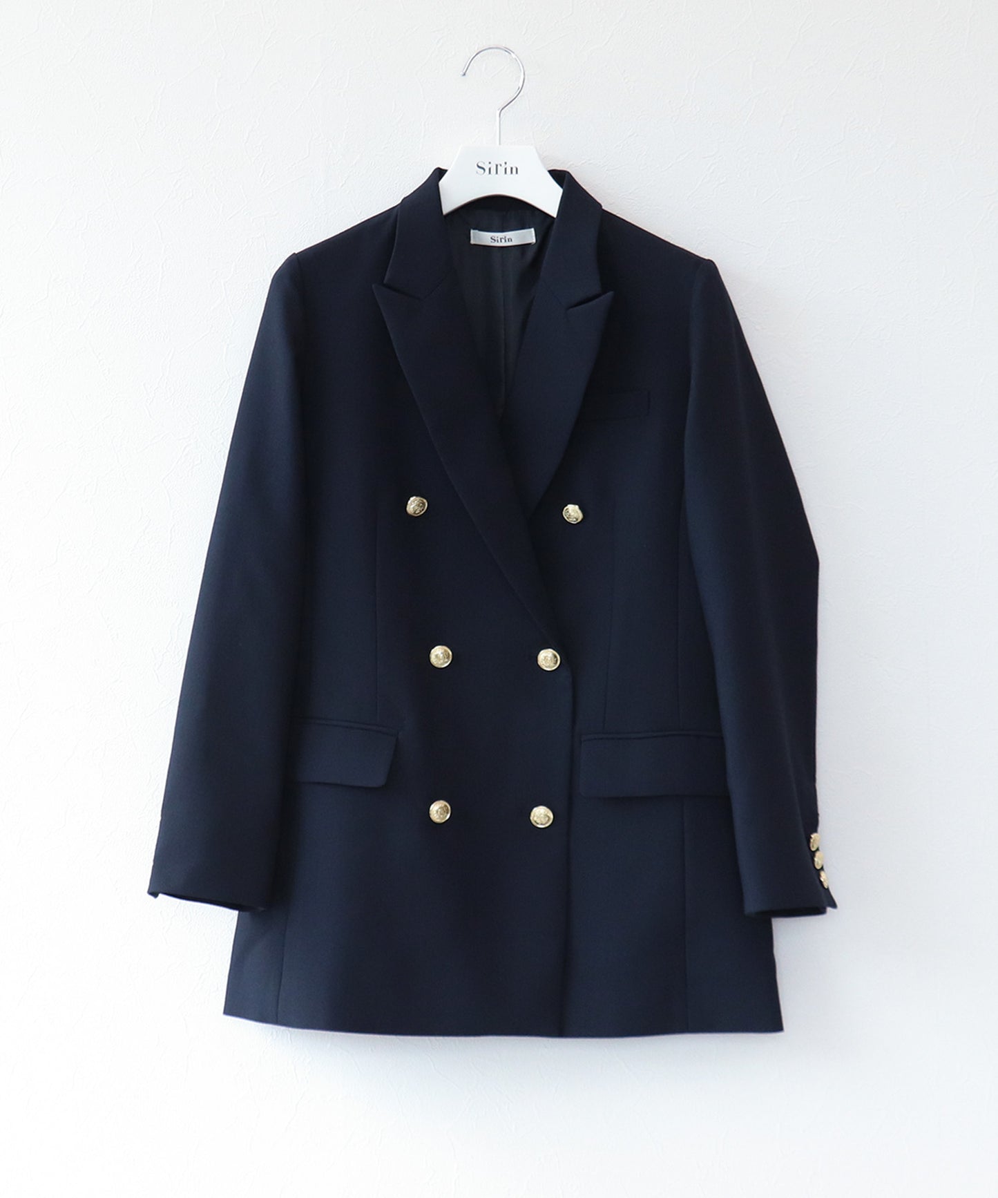《予約商品 8/13 13:00まで10%OFF》ゴールドボタンロングダブルジャケット