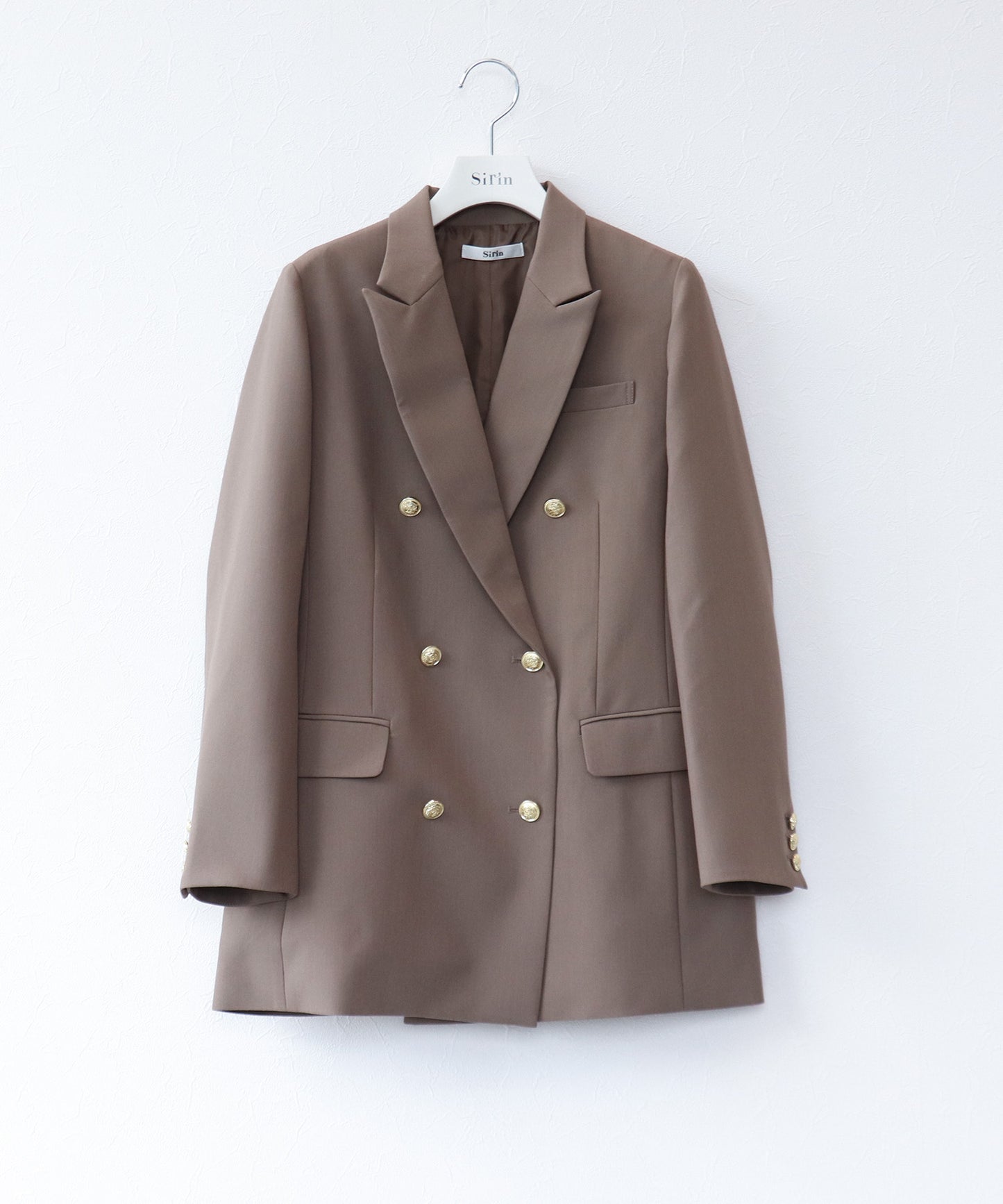 《予約商品 8/13 13:00まで10%OFF》ゴールドボタンロングダブルジャケット