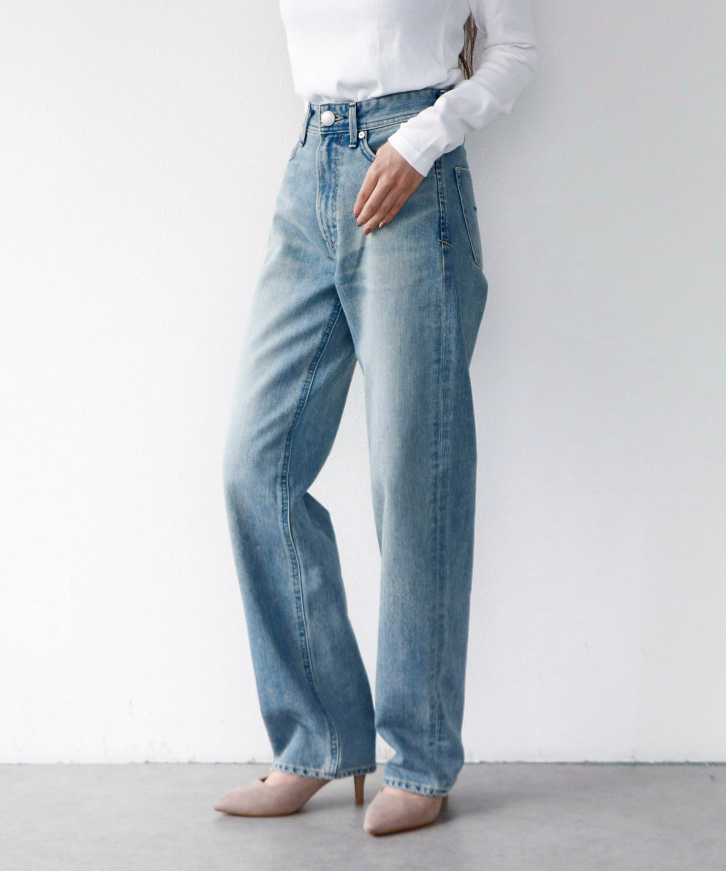 【YANUK】LEA ローライズボーイズストレート サックス