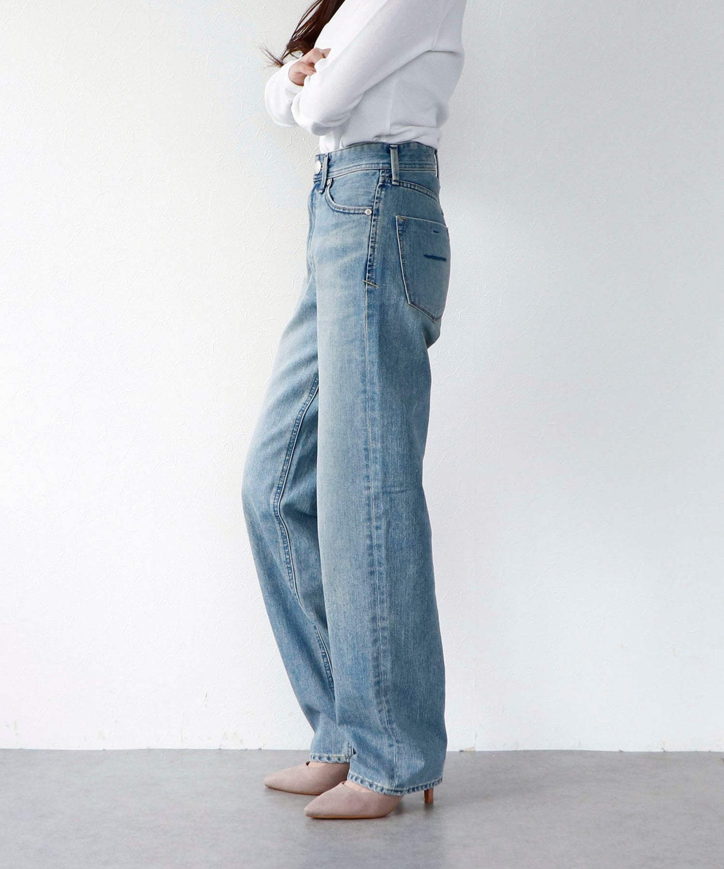 【YANUK】LEA ローライズボーイズストレート サックス