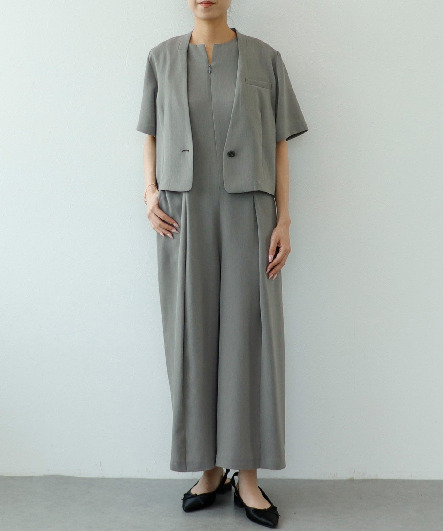 《予約商品》【セット対応】リラックスツイル ハーフスリーブジャケット