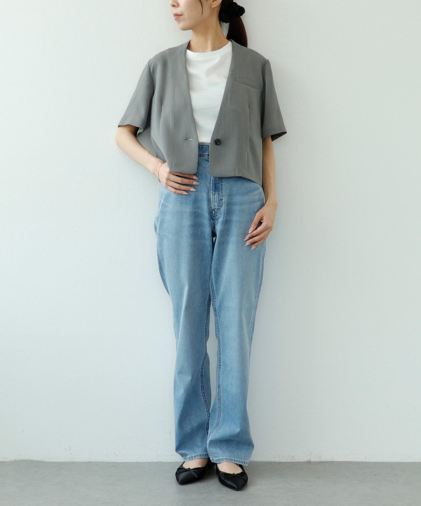 《予約商品》【セット対応】リラックスツイル ハーフスリーブジャケット