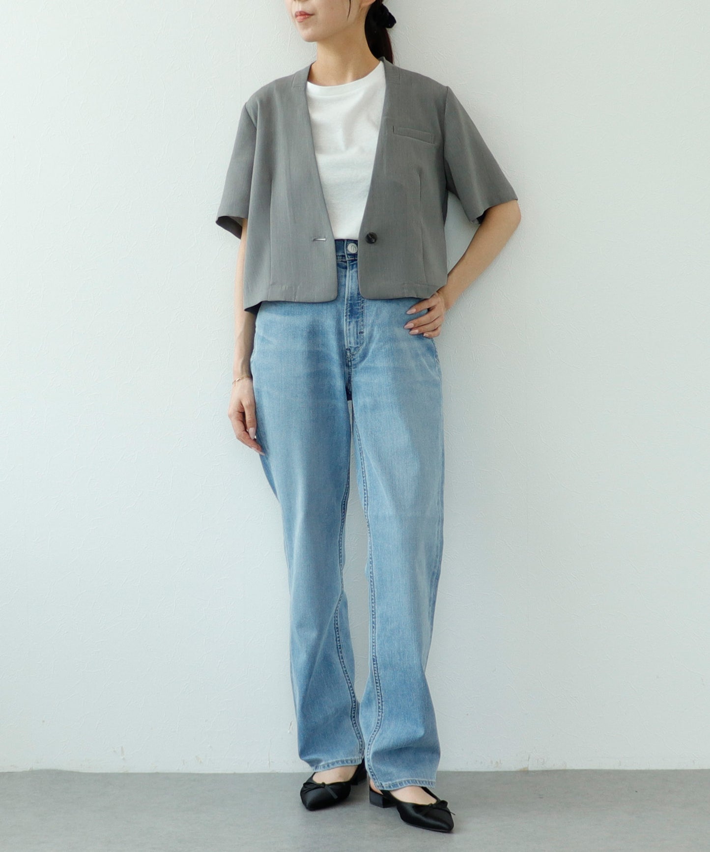 《予約商品》【セット対応】リラックスツイル ハーフスリーブジャケット